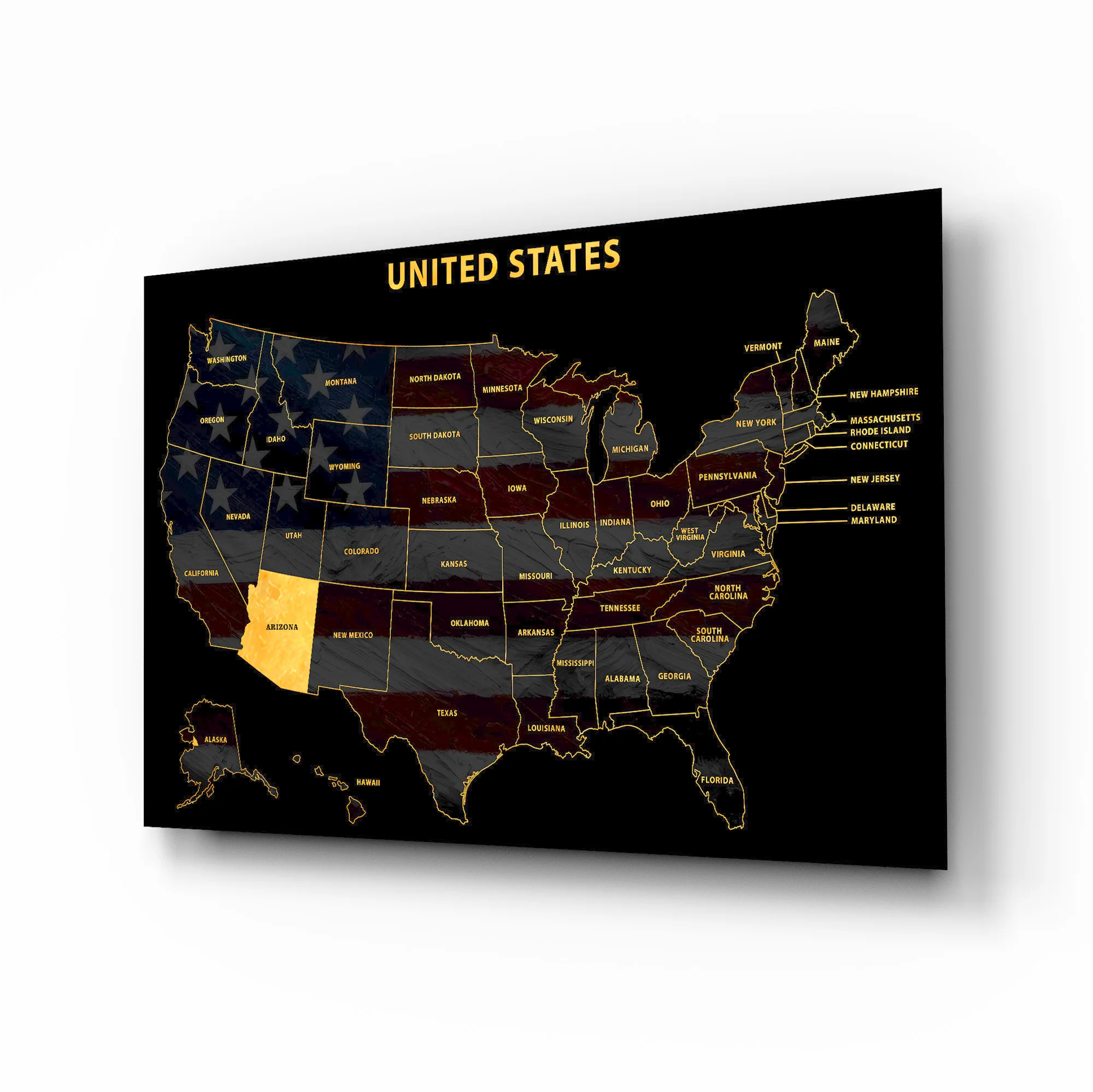Arizona State Map — Haptic 3D Embossed Metal Wall Art - Image 2
