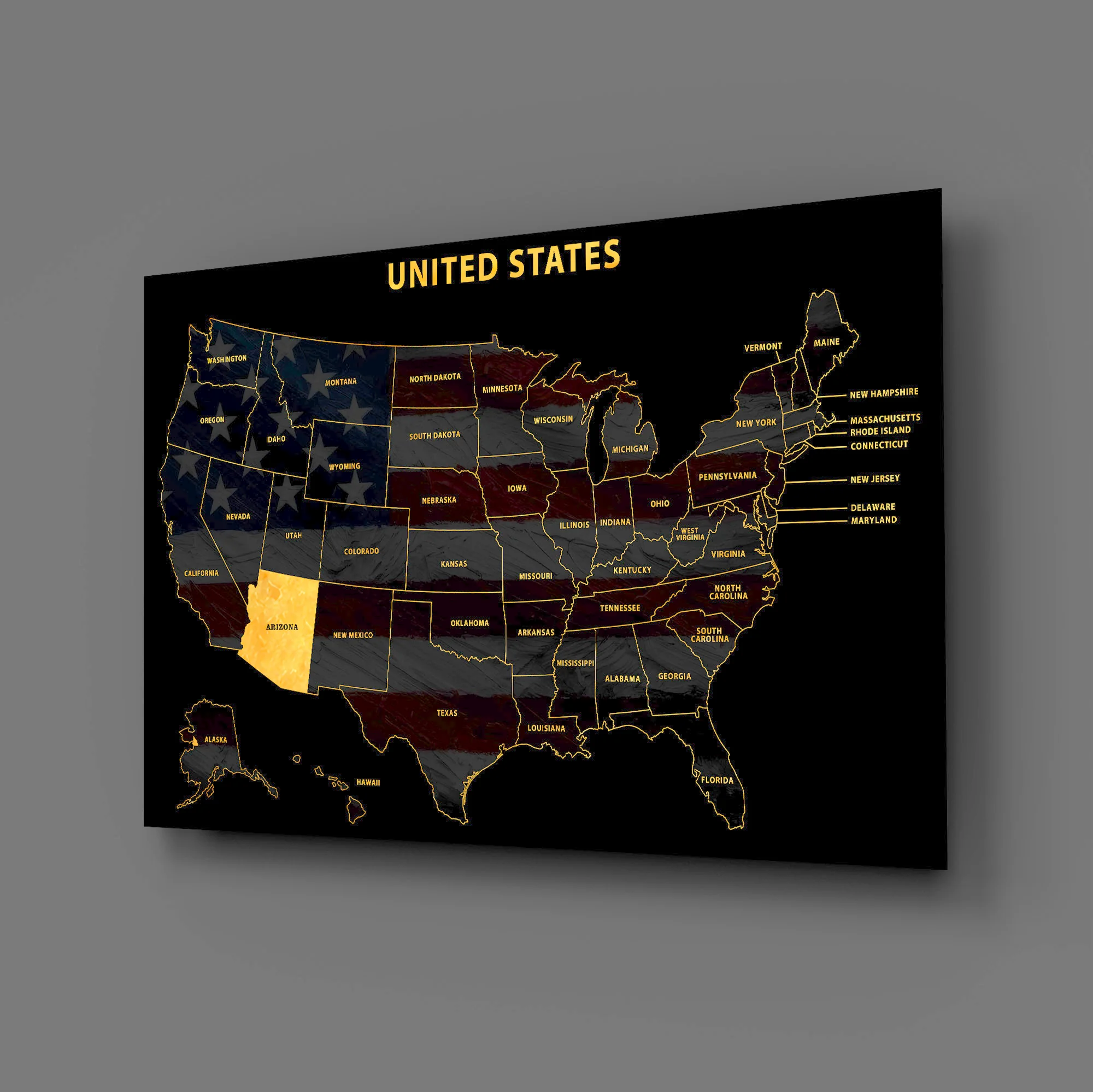 Arizona State Map — Haptic 3D Embossed Metal Wall Art - Image 3