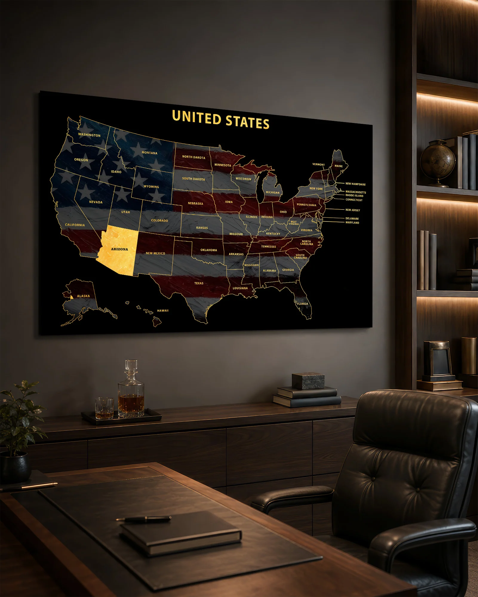 Arizona State Map — Haptic 3D Embossed Metal Wall Art - Image 4