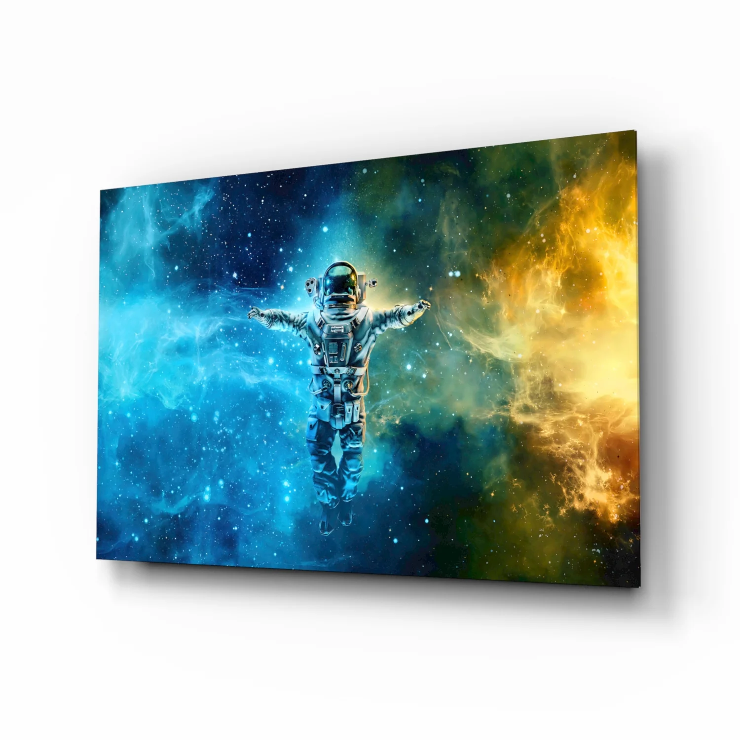 Arms Wide Nebula Astronaut Glass Wall Art - Image 2