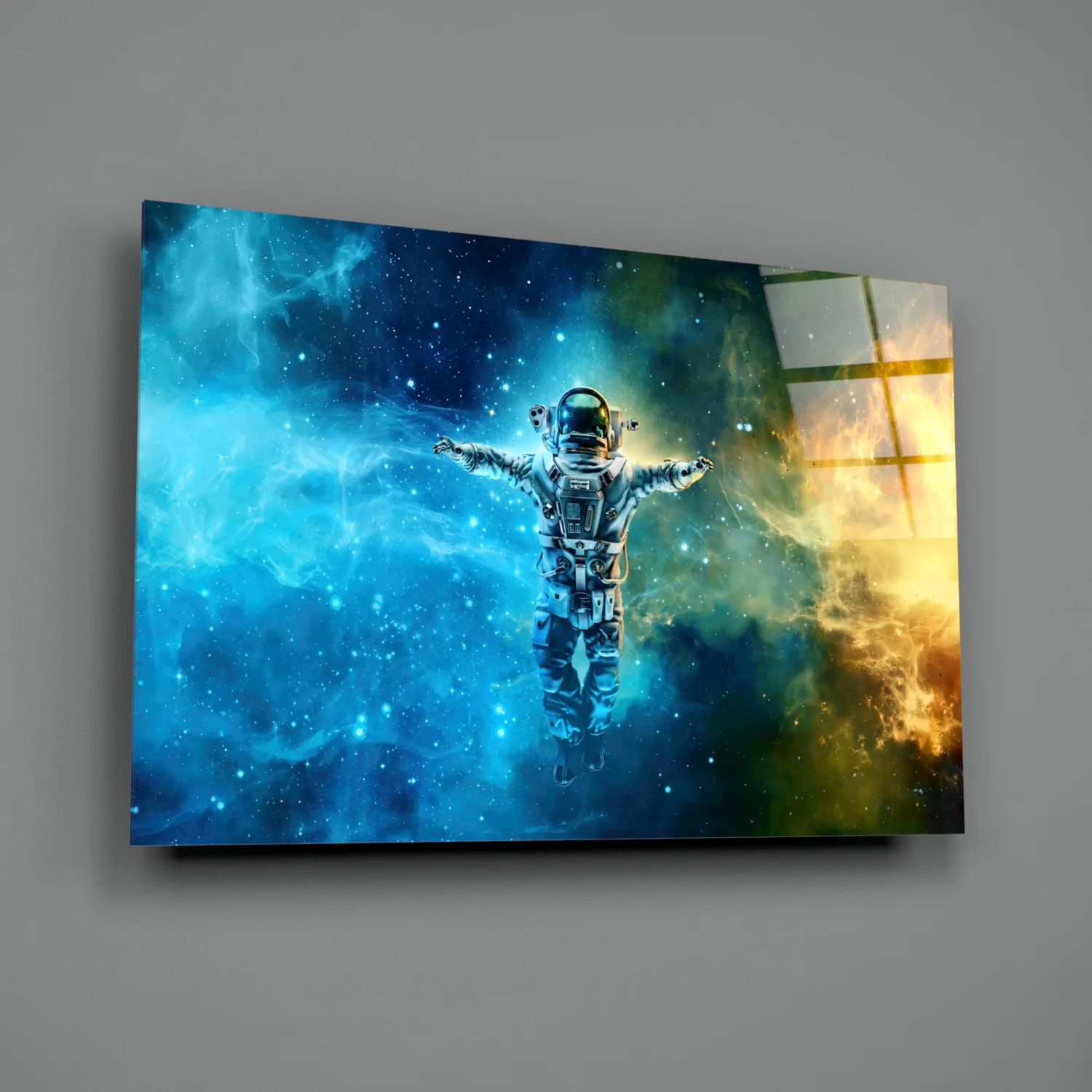 Arms Wide Nebula Astronaut Glass Wall Art - Image 3