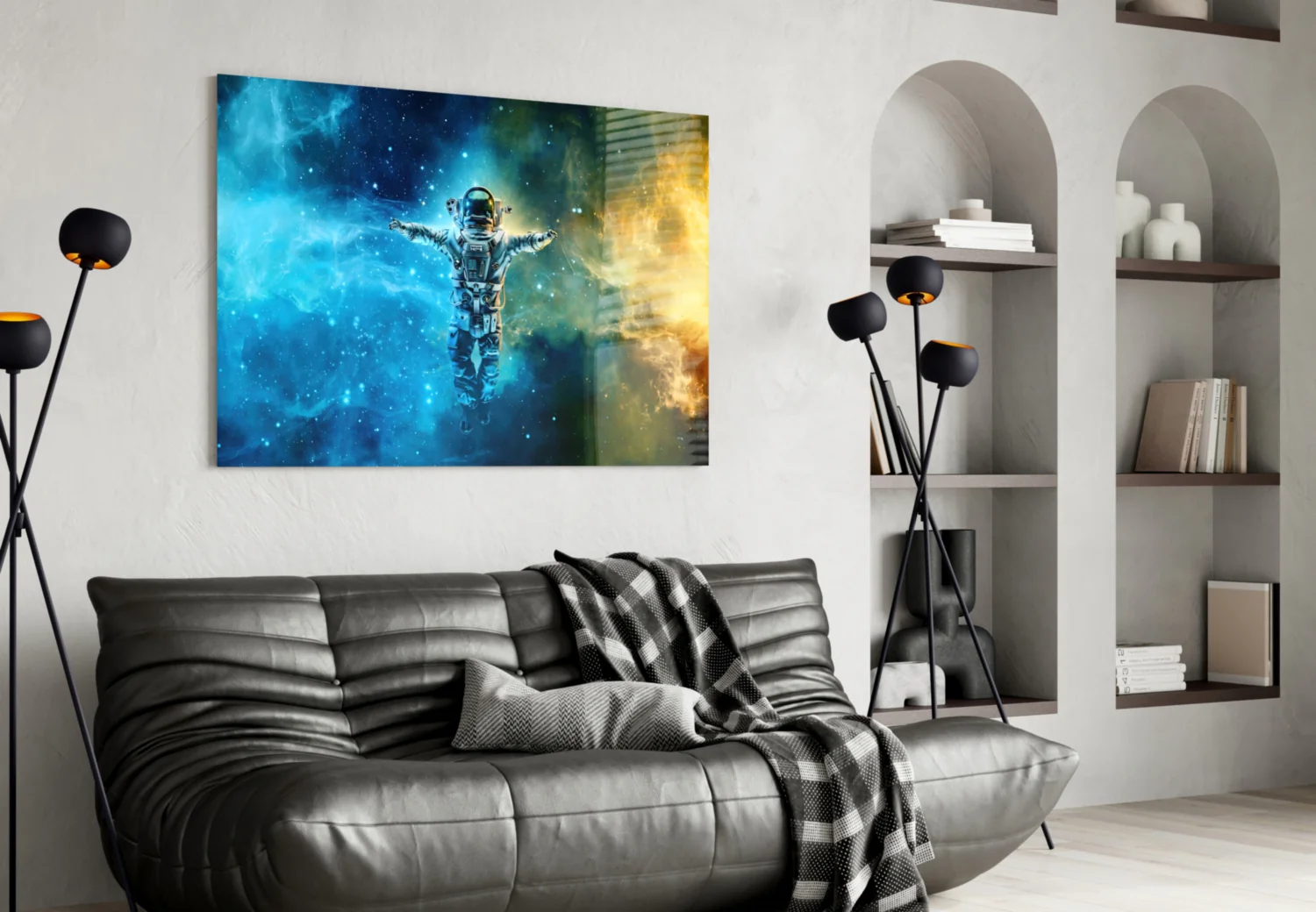 Arms Wide Nebula Astronaut Glass Wall Art - Image 5