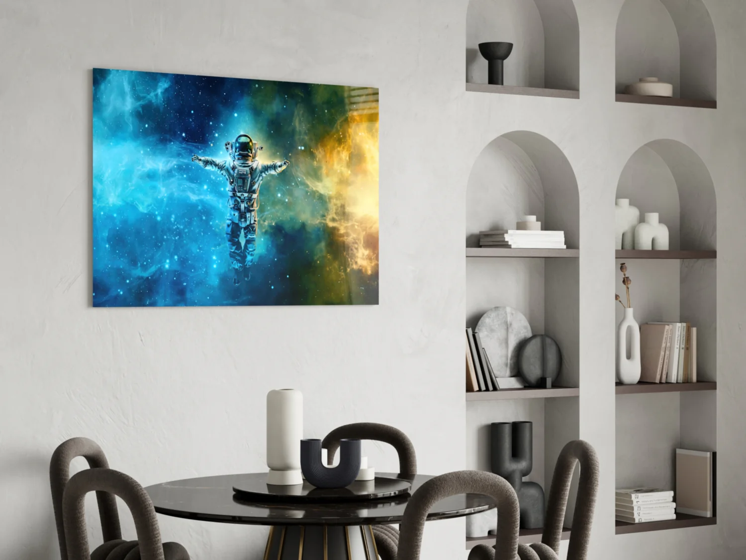 Arms Wide Nebula Astronaut Glass Wall Art - Image 6