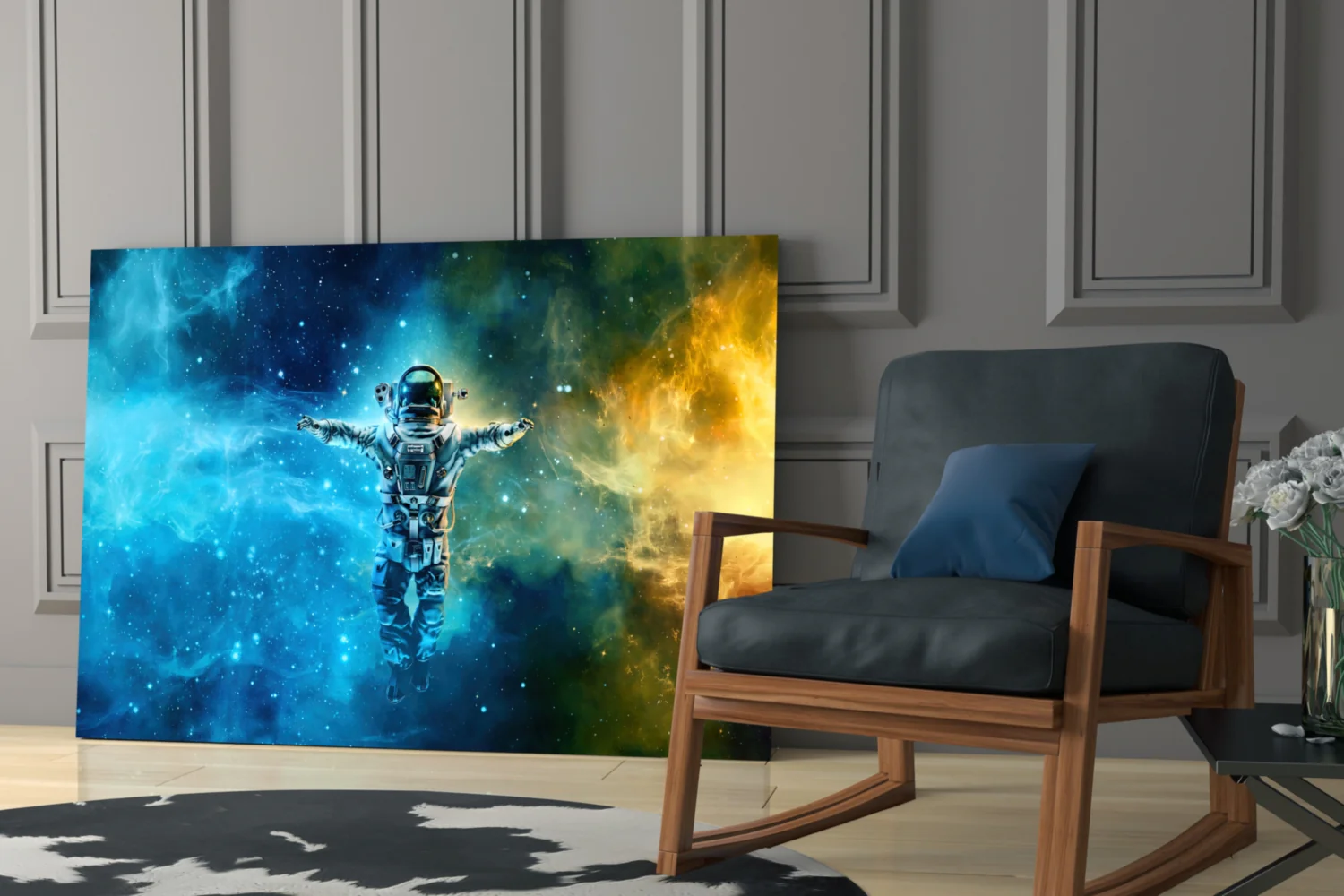 Arms Wide Nebula Astronaut Glass Wall Art - Image 7