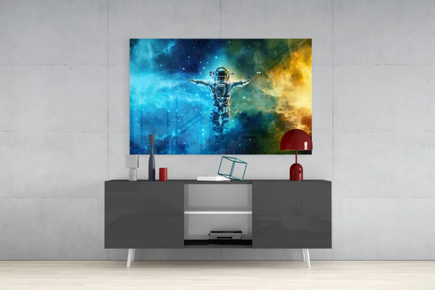 Arms Wide Nebula Astronaut Glass Wall Art - Image 9