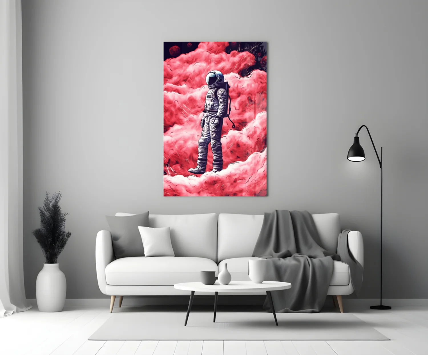 Astronaut on a Pinky Planet Glass Wall Art || Designer Collection - Image 3