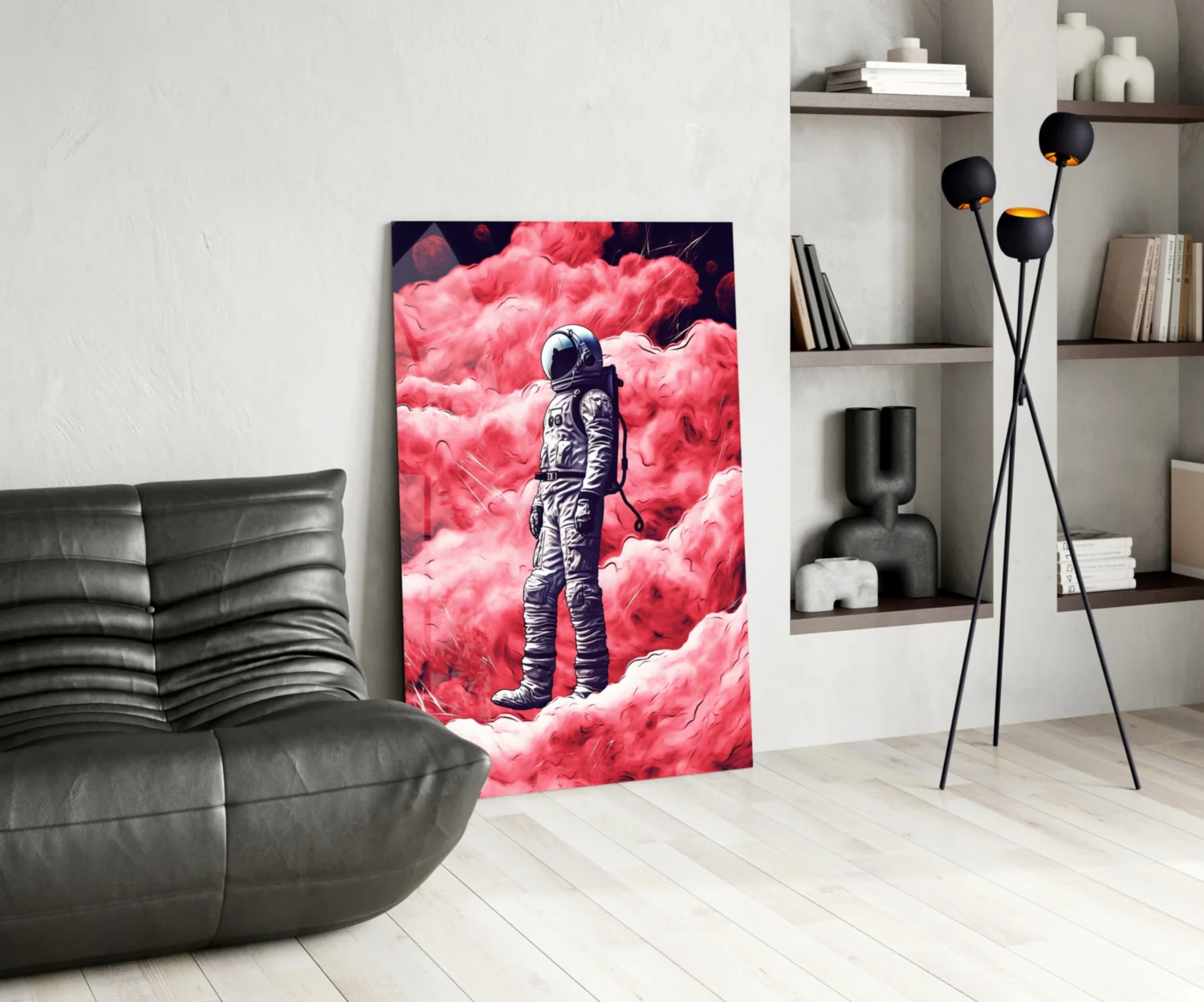 Astronaut on a Pinky Planet Glass Wall Art || Designer Collection - Image 5