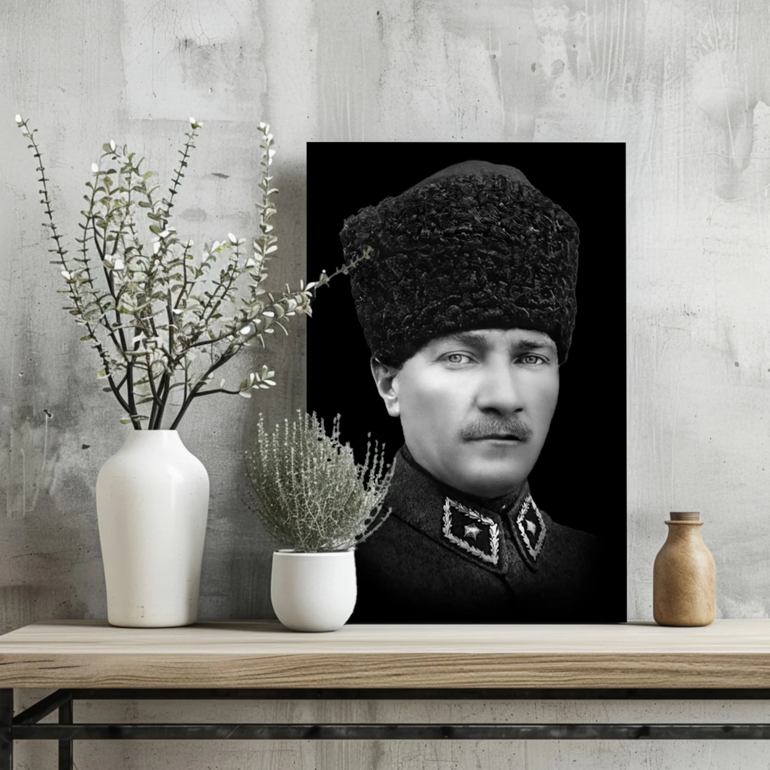 Ataturk in Kalpak Uniform Aluminum Print - Image 2