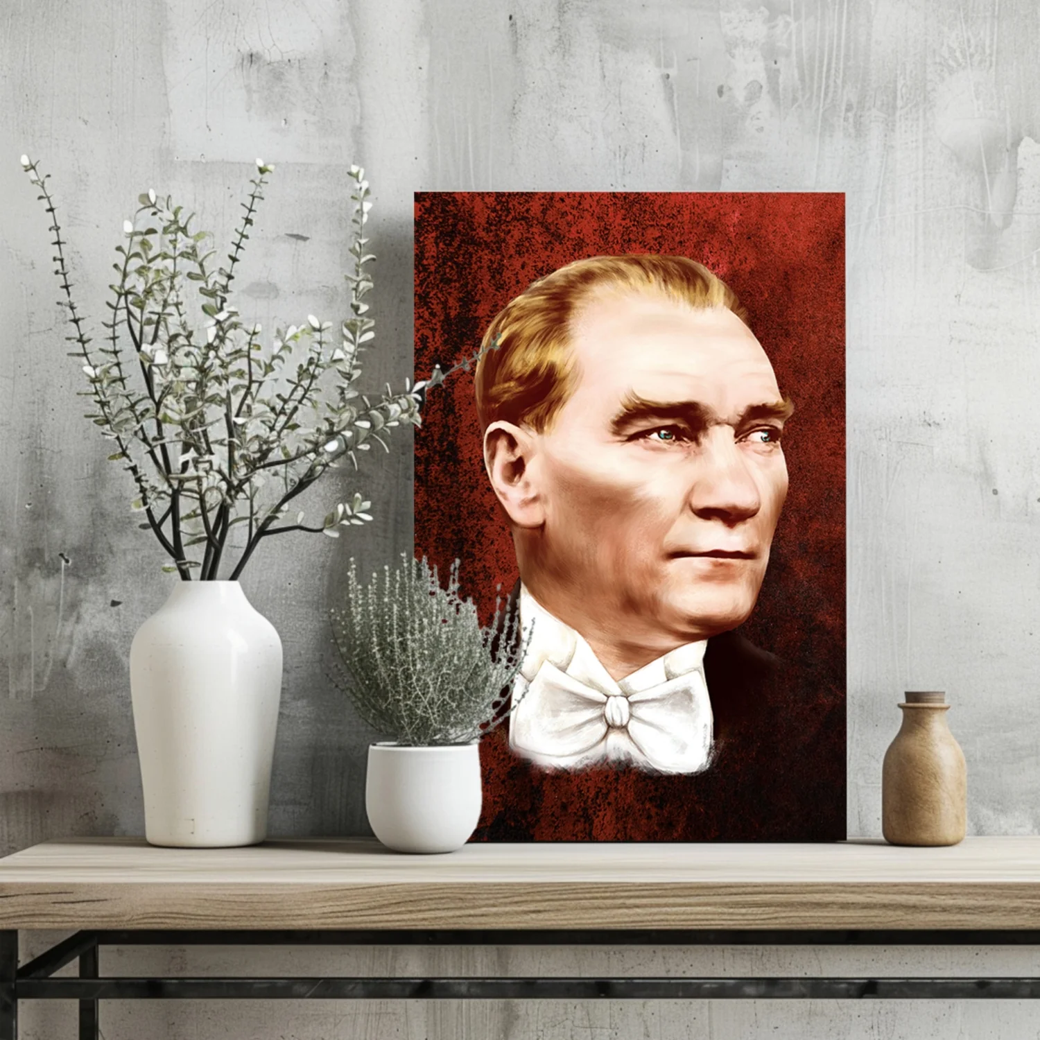 Ataturk Portrait Rust Red Aluminum Print - Image 2
