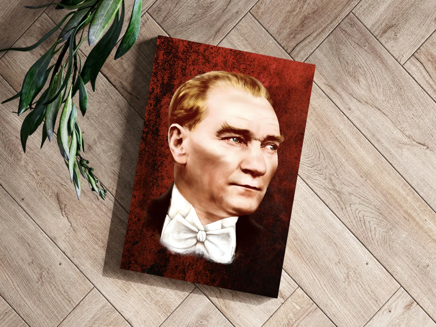 Ataturk Portrait Rust Red Aluminum Print - Image 3