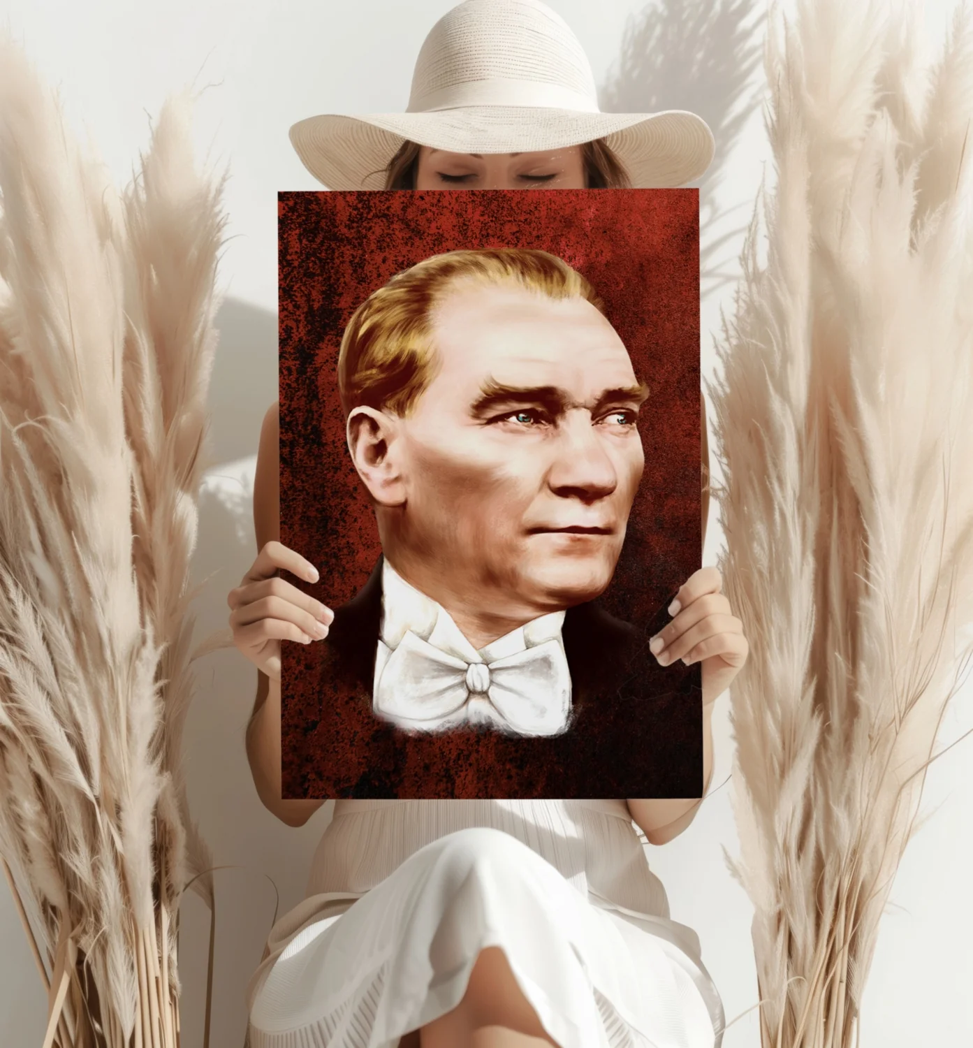 Ataturk Portrait Rust Red Aluminum Print - Image 4