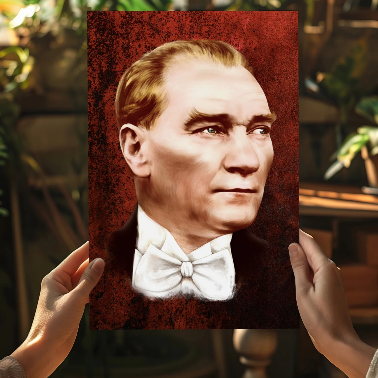 Ataturk Portrait Rust Red Aluminum Print - Image 5