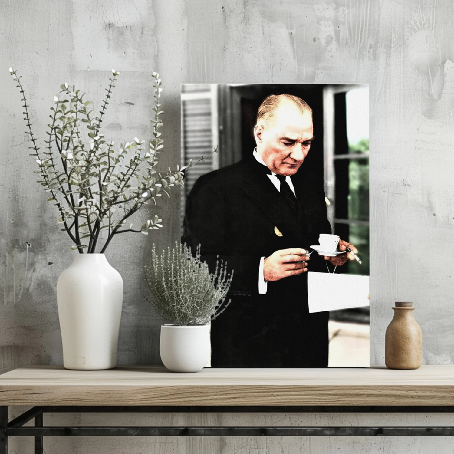 Ataturk With Tea Cup Vintage Aluminum Print - Image 2