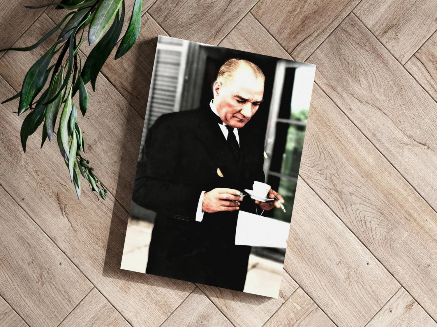 Ataturk With Tea Cup Vintage Aluminum Print - Image 3