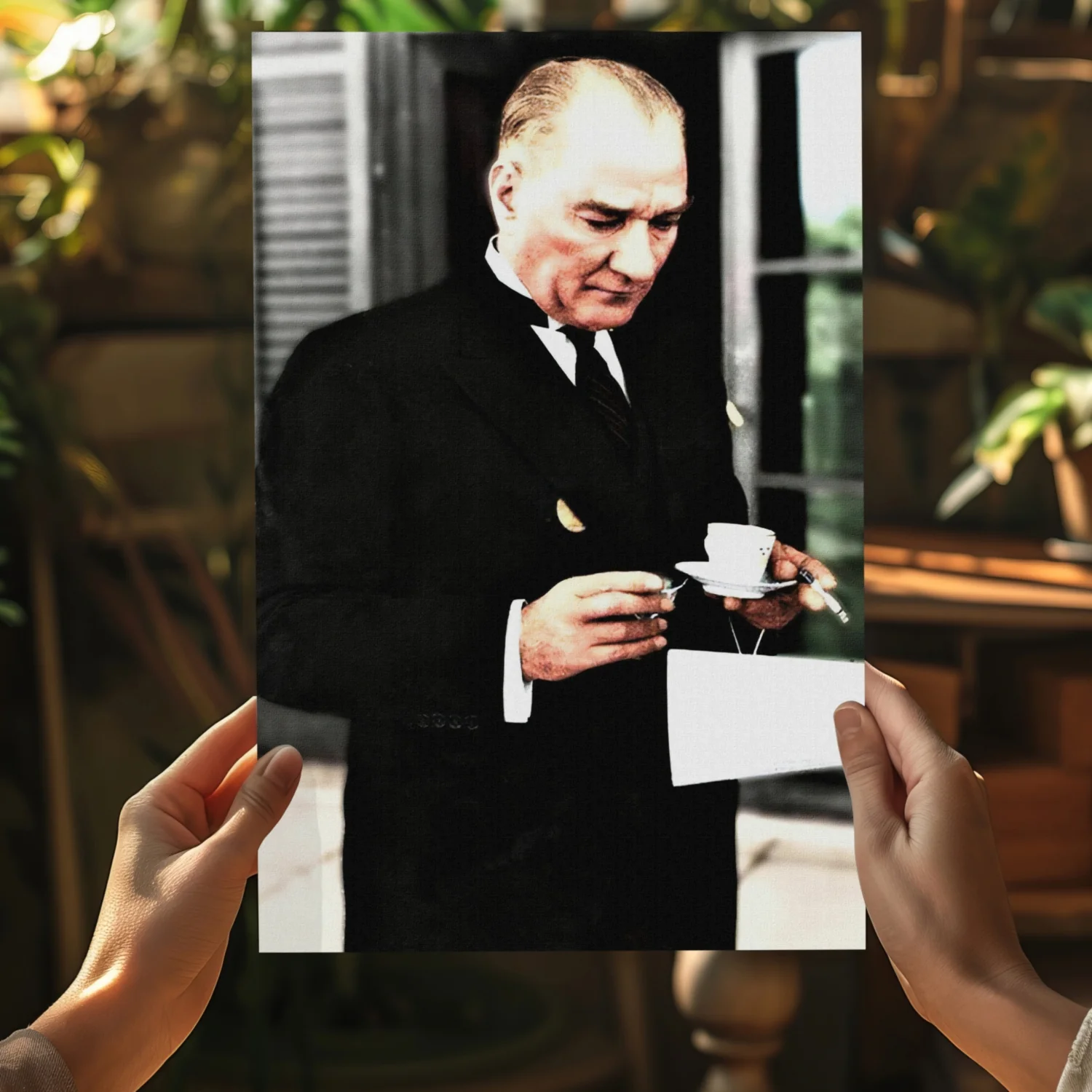 Ataturk With Tea Cup Vintage Aluminum Print - Image 5