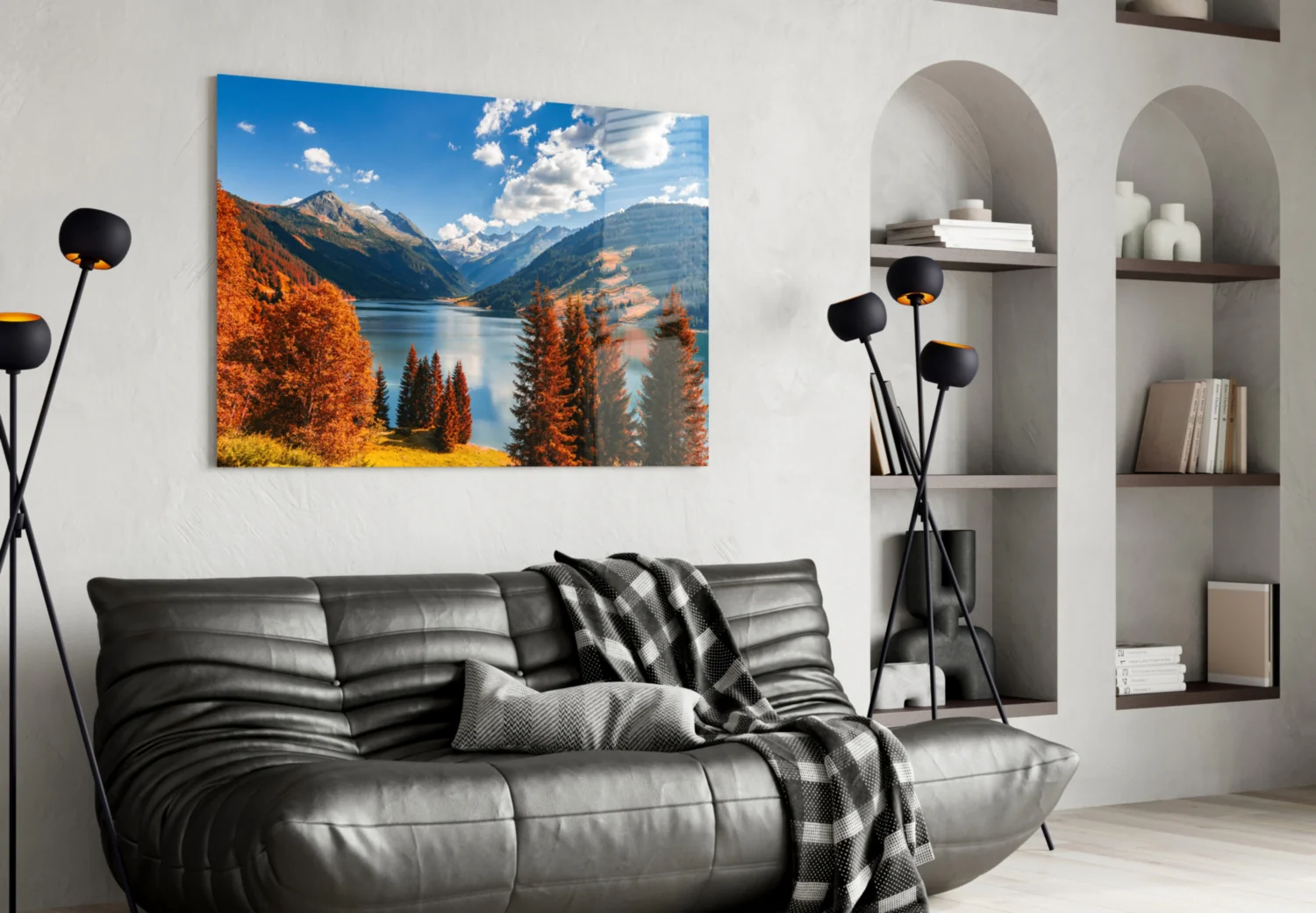 Autumn Alpine Lake Valley Glass Wall Art - Image 4