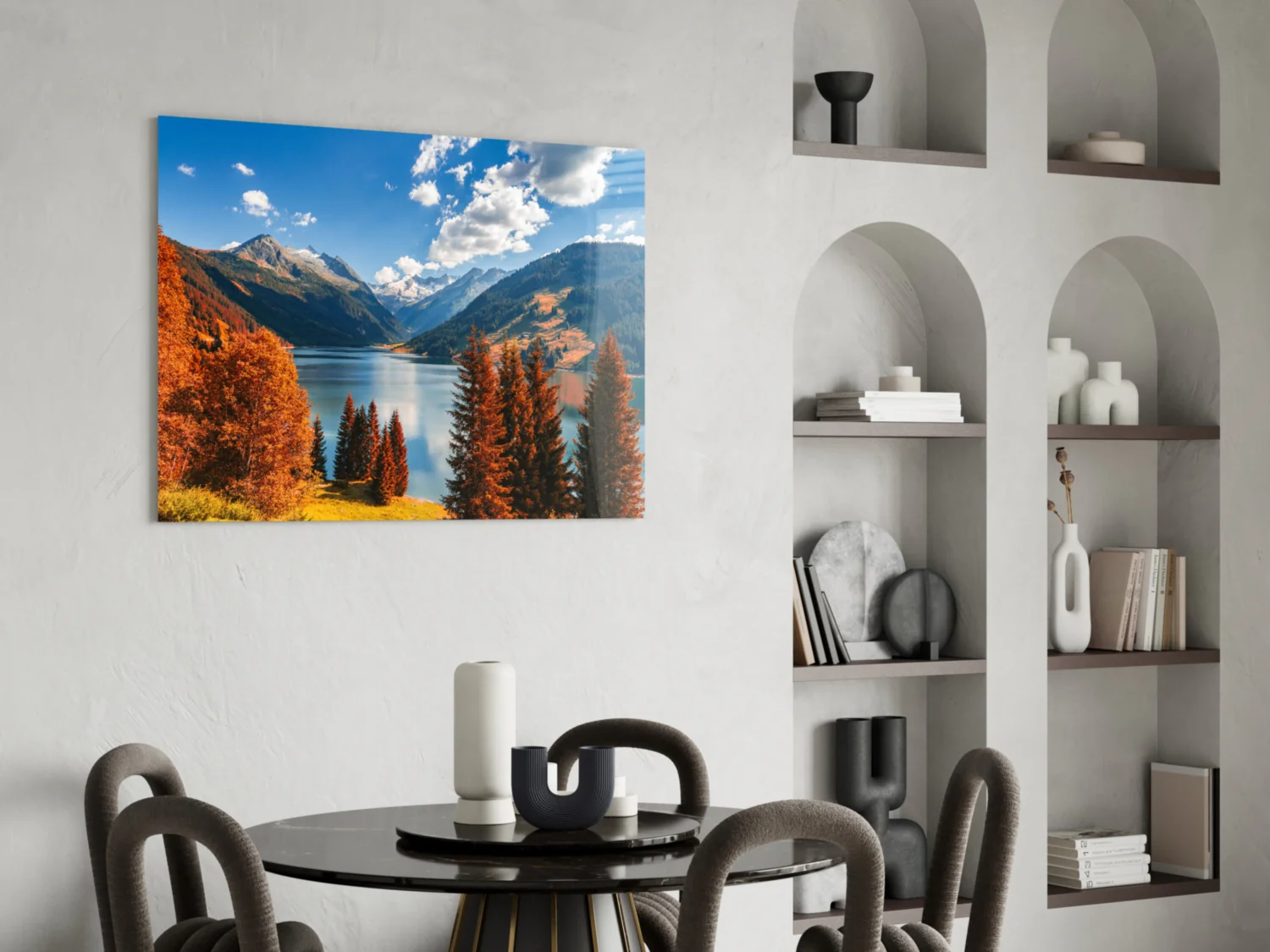 Autumn Alpine Lake Valley Glass Wall Art - Image 5