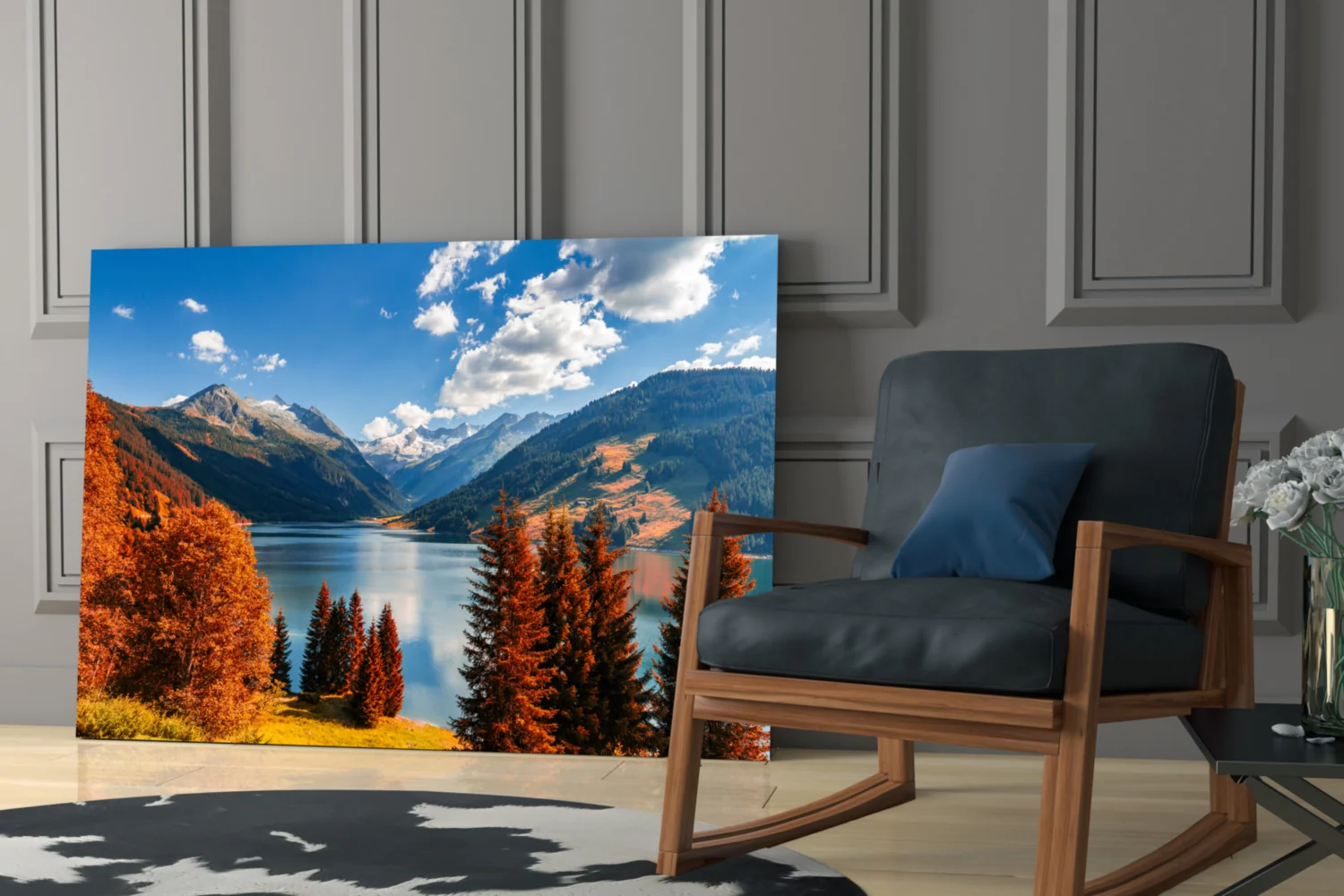 Autumn Alpine Lake Valley Glass Wall Art - Image 6