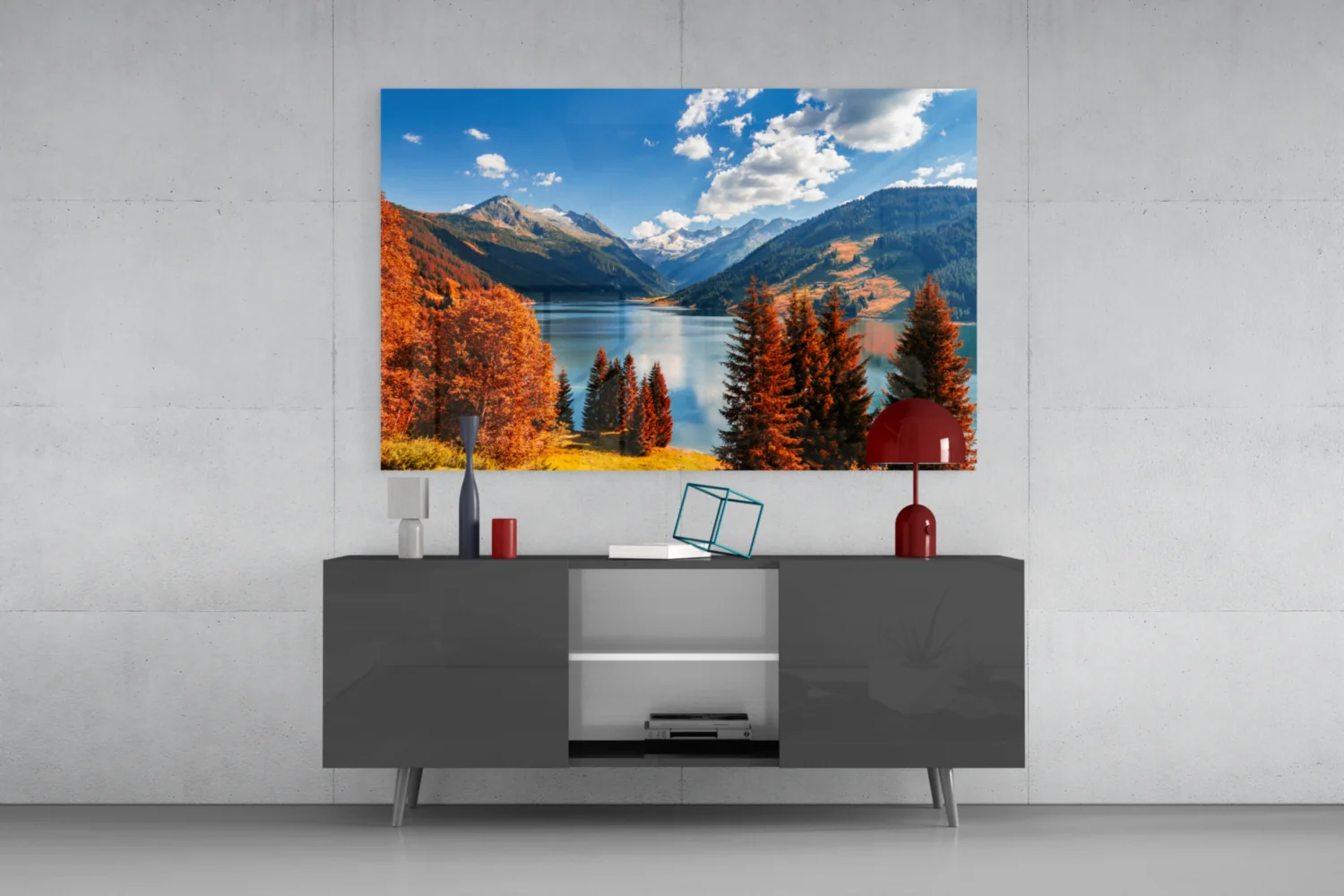 Autumn Alpine Lake Valley Glass Wall Art - Image 8