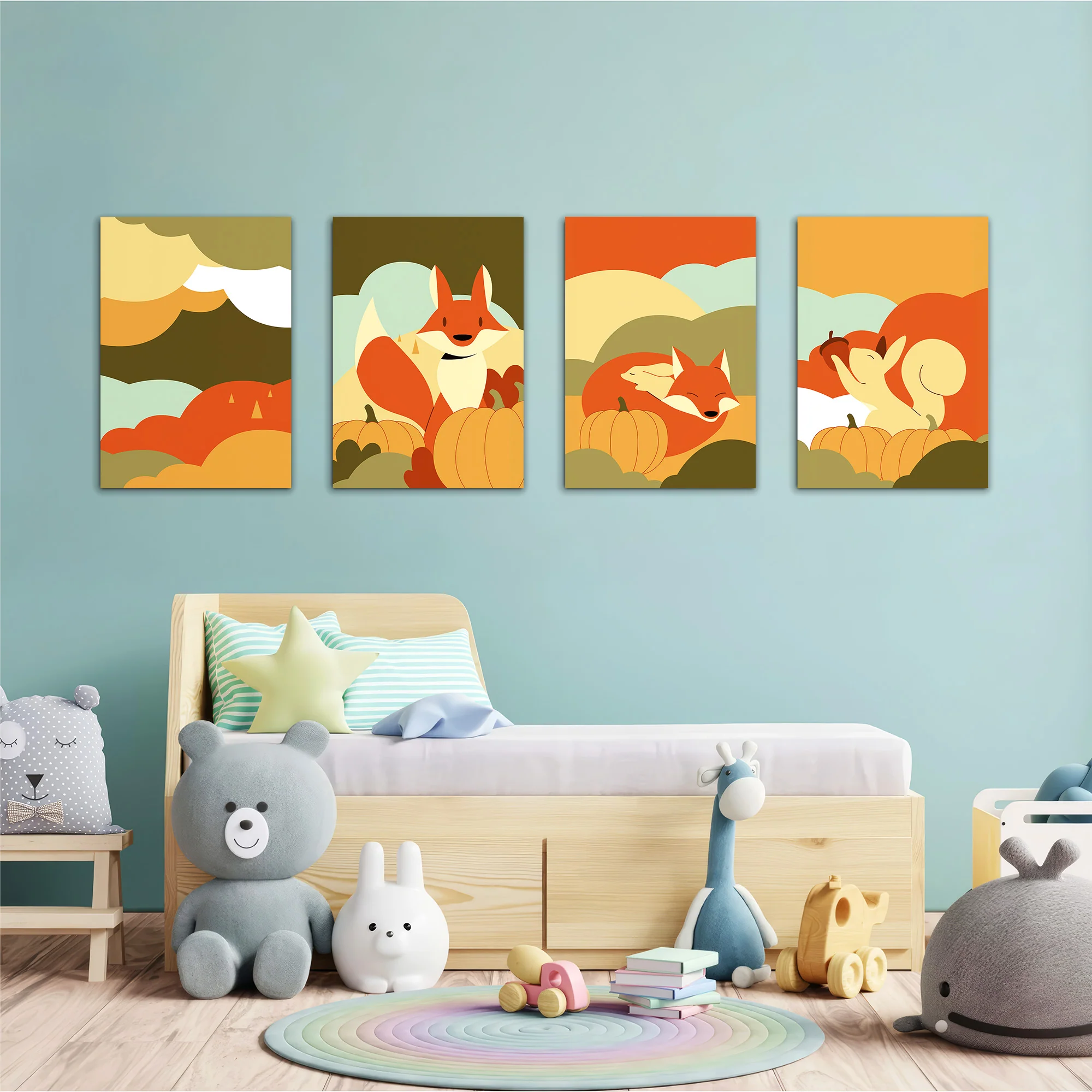 Autumn Forest Friends 4 Pieces Kids Metal Wall Art - Image 2