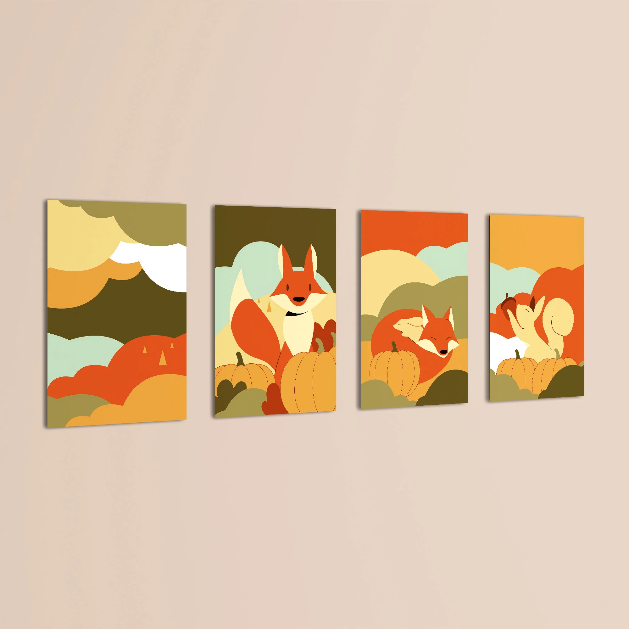 Autumn Forest Friends 4 Pieces Kids Metal Wall Art - Image 3