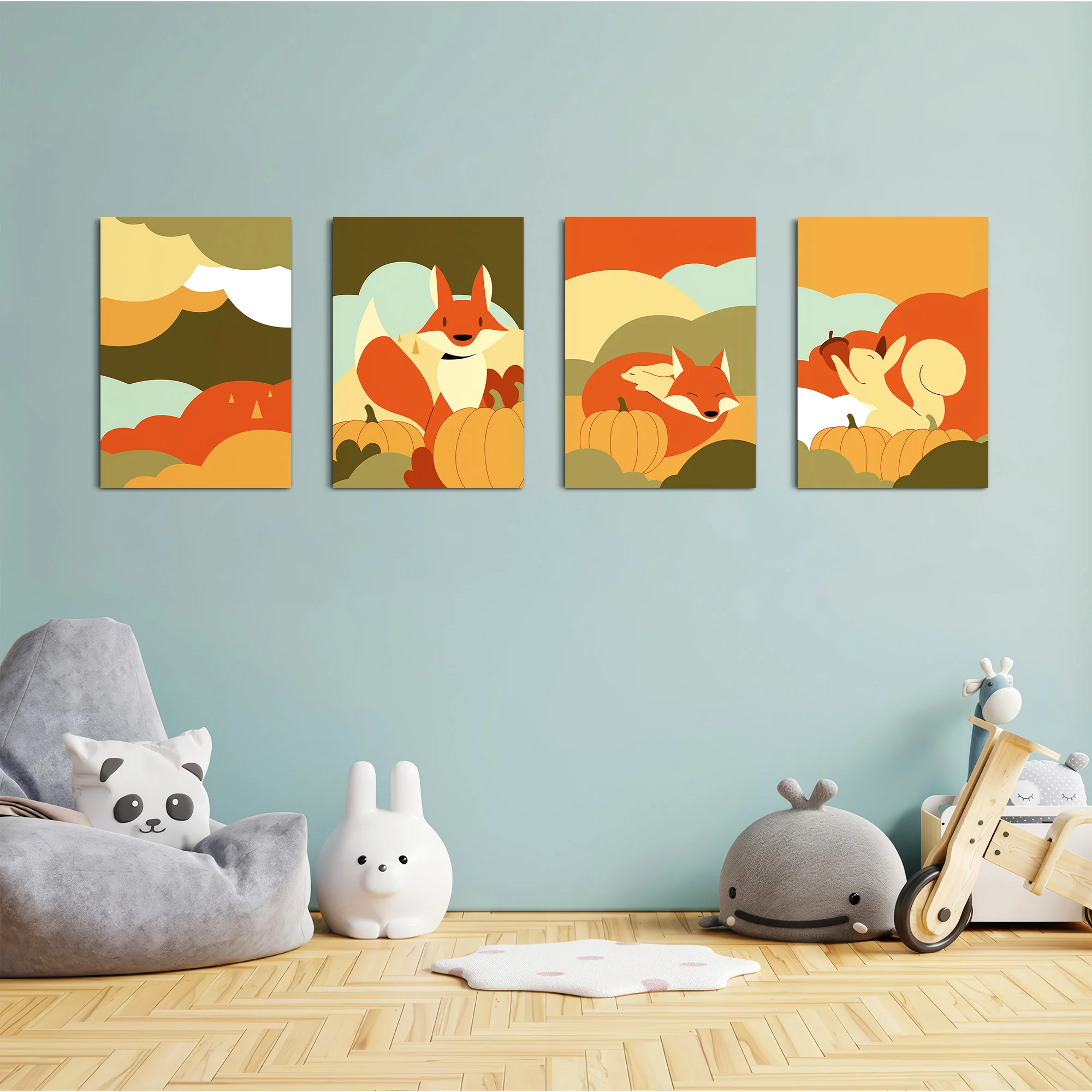 Autumn Forest Friends 4 Pieces Kids Metal Wall Art - Image 4