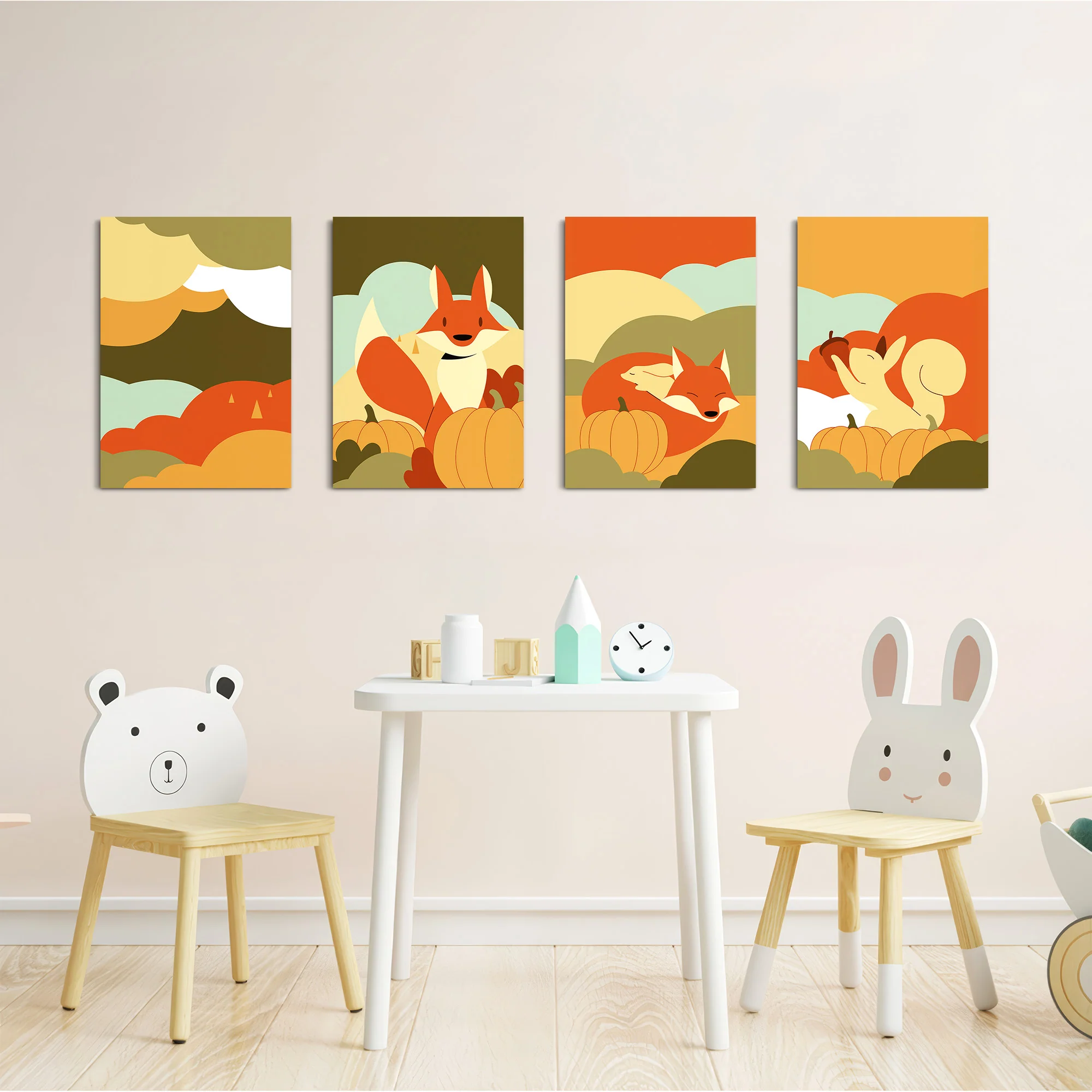 Autumn Forest Friends 4 Pieces Kids Metal Wall Art - Image 5