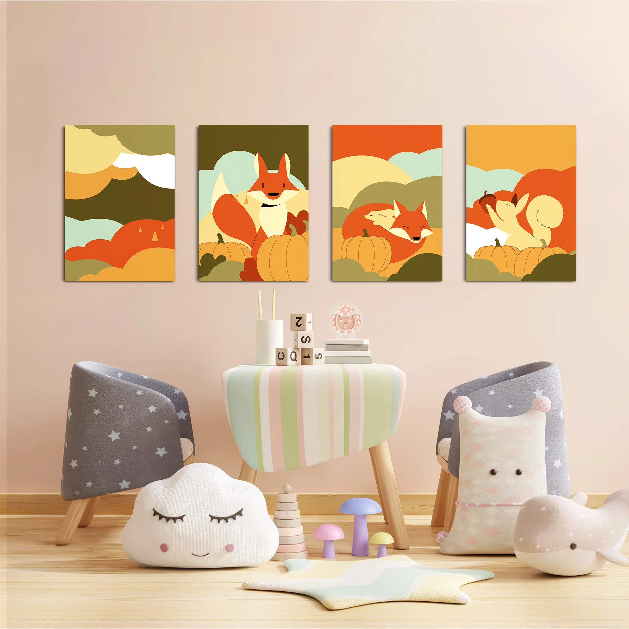 Autumn Forest Friends 4 Pieces Kids Metal Wall Art - Image 6