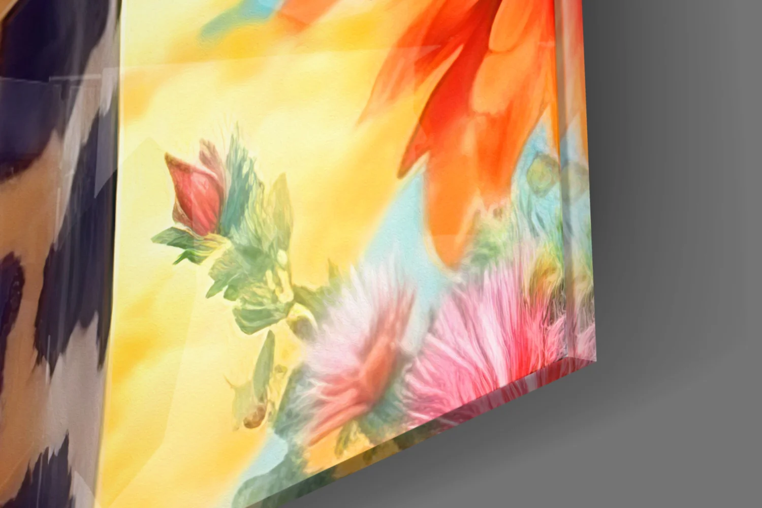 Aviator Giraffe Sky and Flowers Glass Wall Art - Image 7