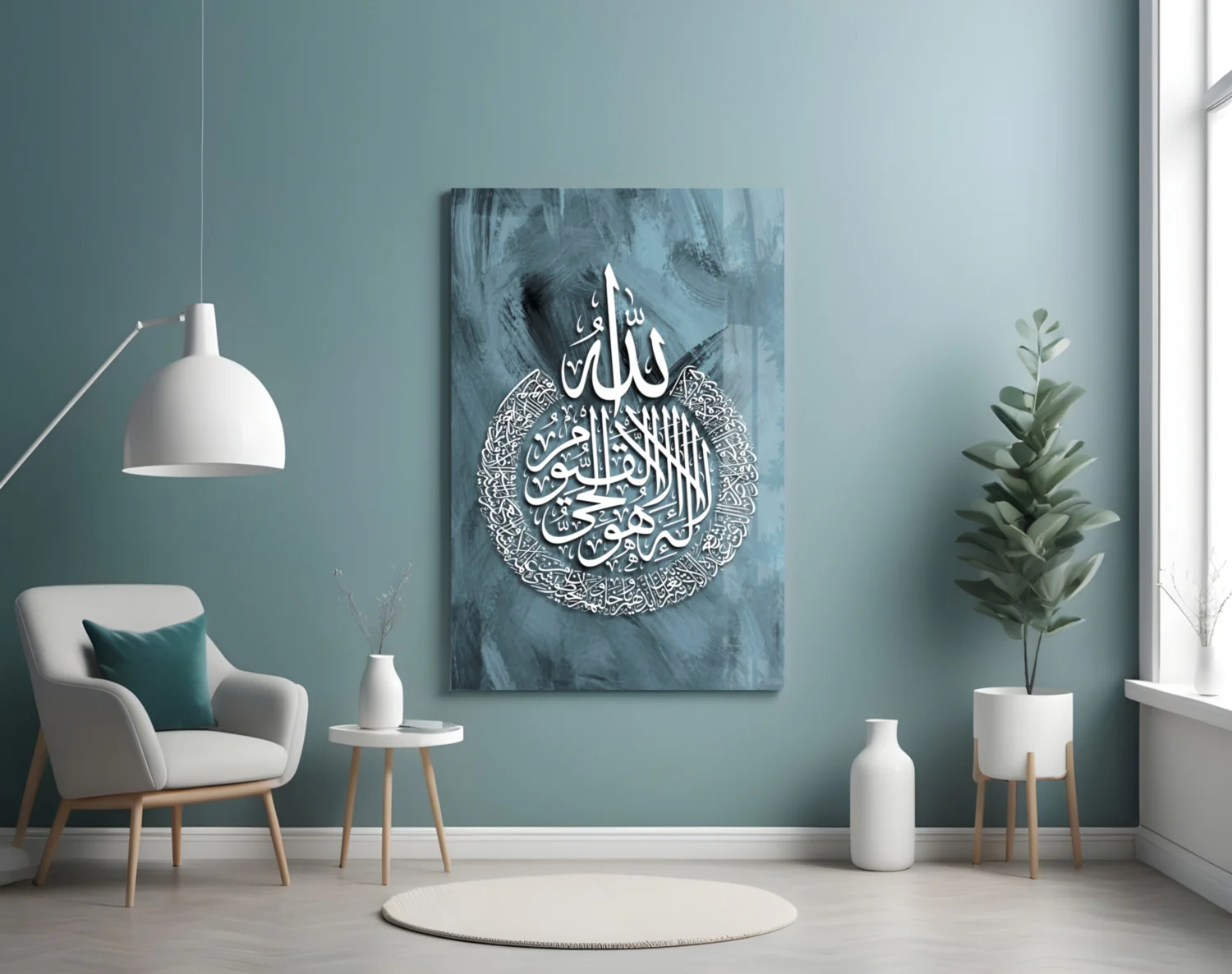 Ayatul Kursi Slate Blue Glass Wall Art - Image 4