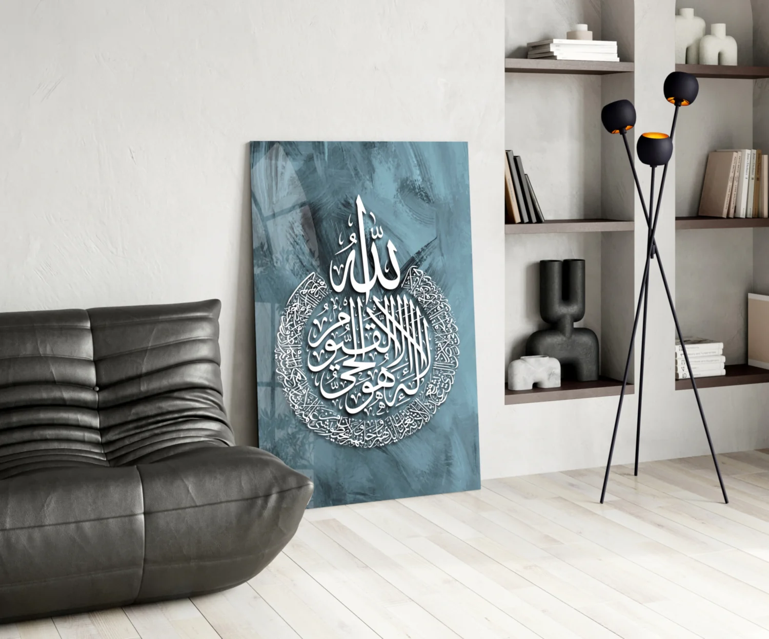 Ayatul Kursi Slate Blue Glass Wall Art - Image 5