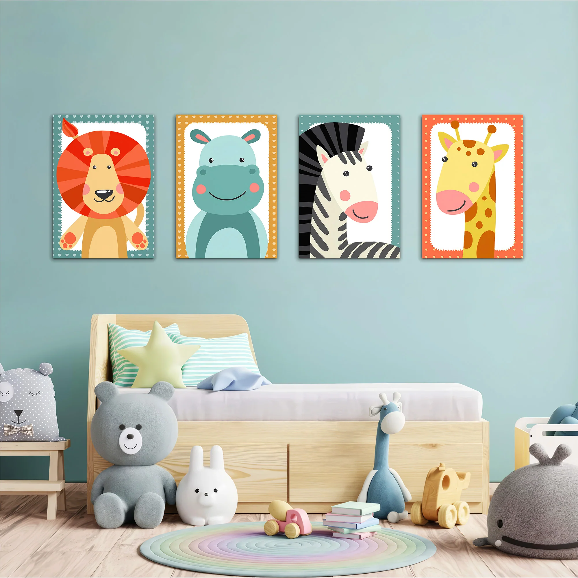 Baby Safari Animals 4 Pieces Kids Metal Wall Art - Image 2