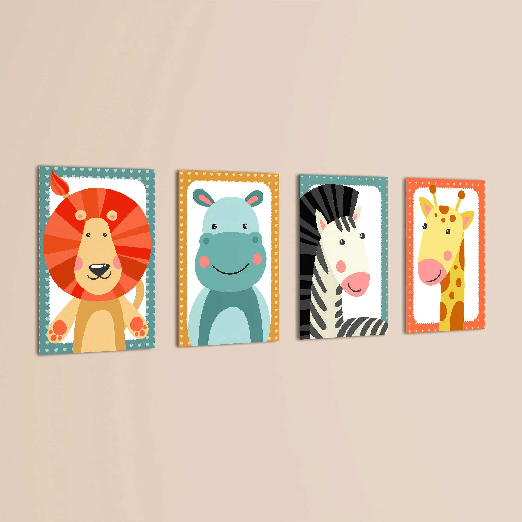 Baby Safari Animals 4 Pieces Kids Metal Wall Art - Image 3