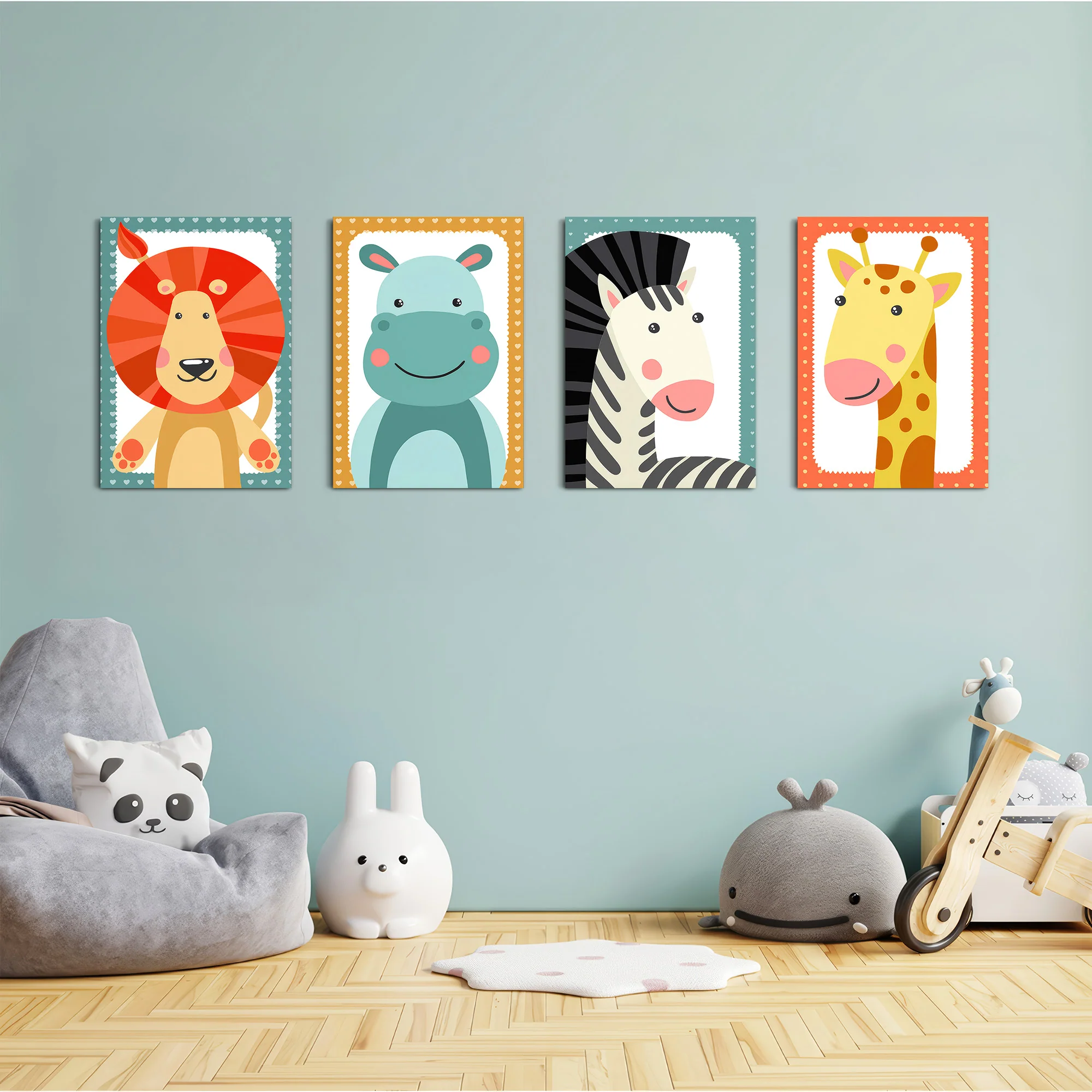 Baby Safari Animals 4 Pieces Kids Metal Wall Art - Image 4