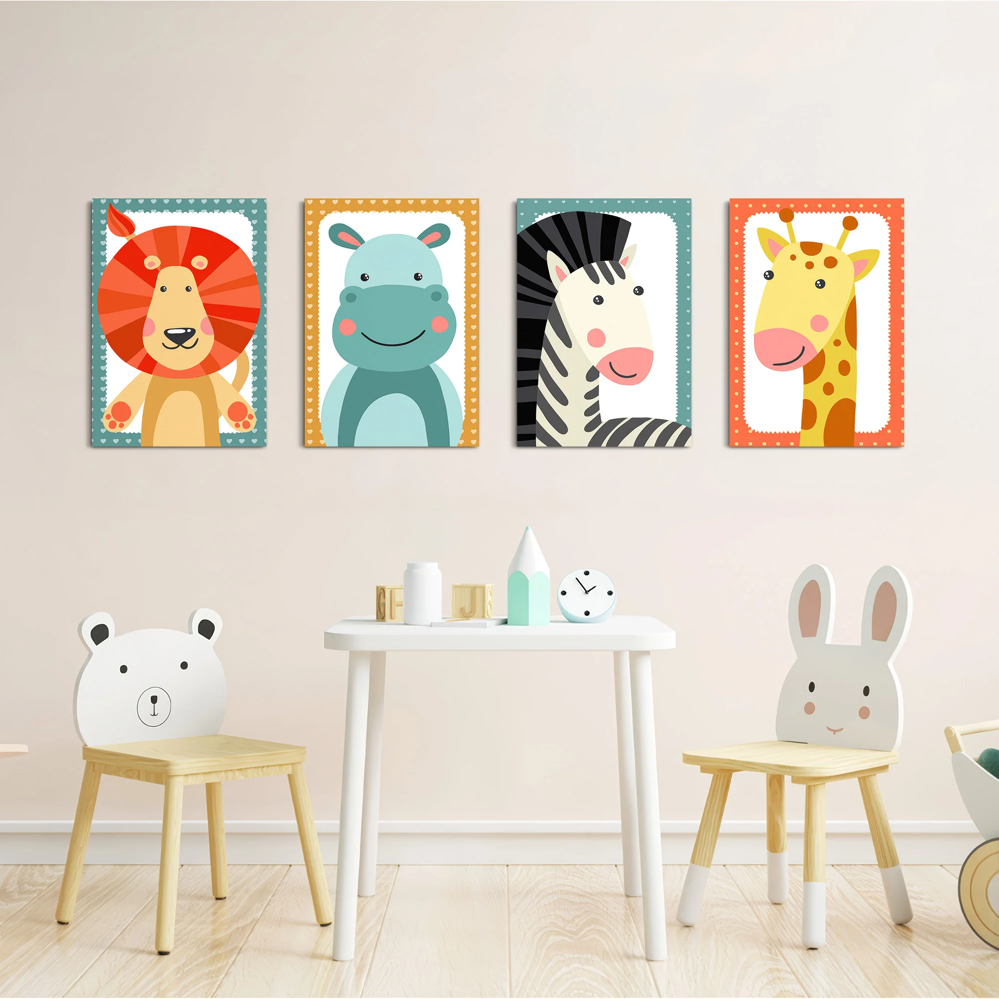 Baby Safari Animals 4 Pieces Kids Metal Wall Art - Image 5