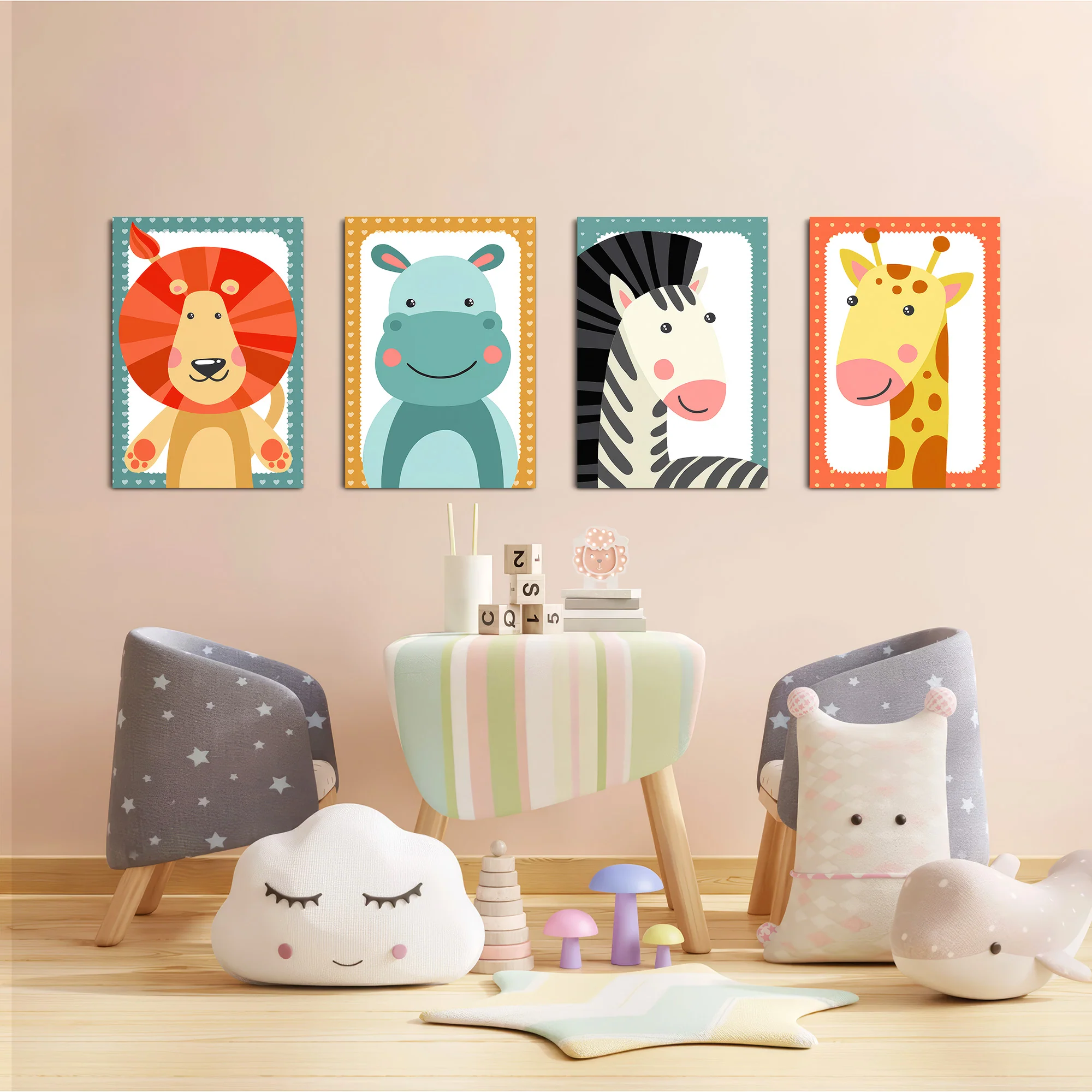 Baby Safari Animals 4 Pieces Kids Metal Wall Art - Image 6
