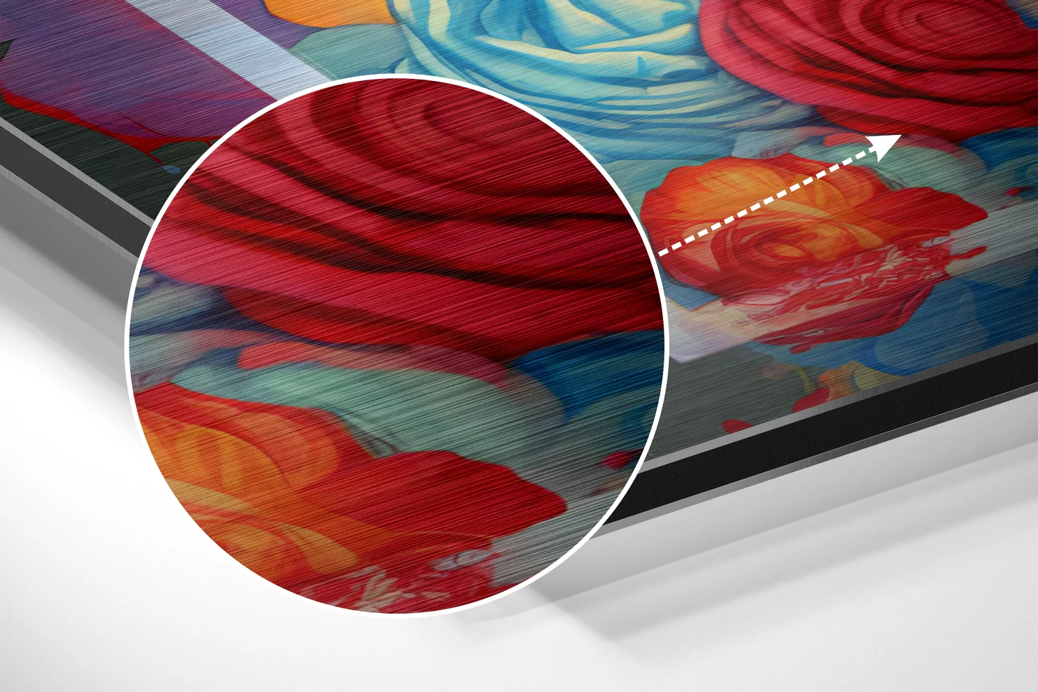 Balloons and Roses Woman Brushed Aluminum Dibond Wall Art - Image 3