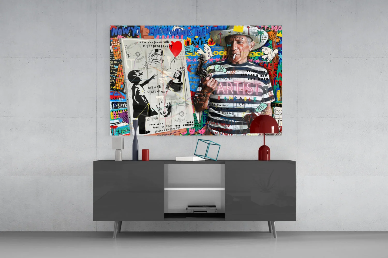 Stencil Cubist Portrait Glass Wall Art || Designer Collection - Image 8