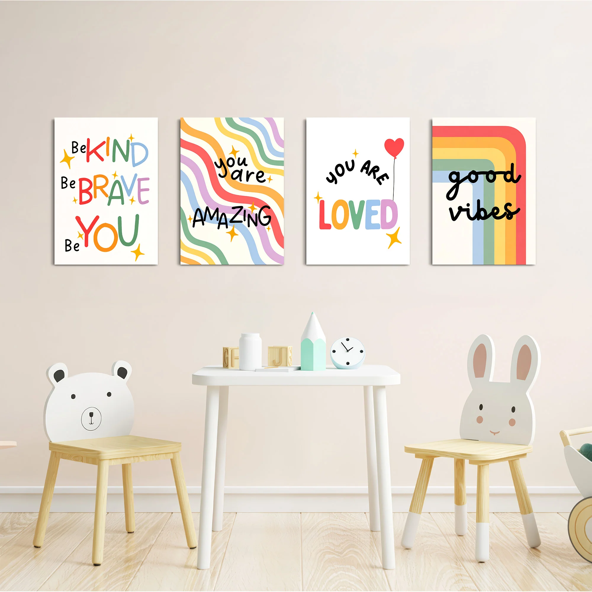 Be Kind Be Brave Good Vibes 4 Pieces Kids Metal Wall Art - Image 5