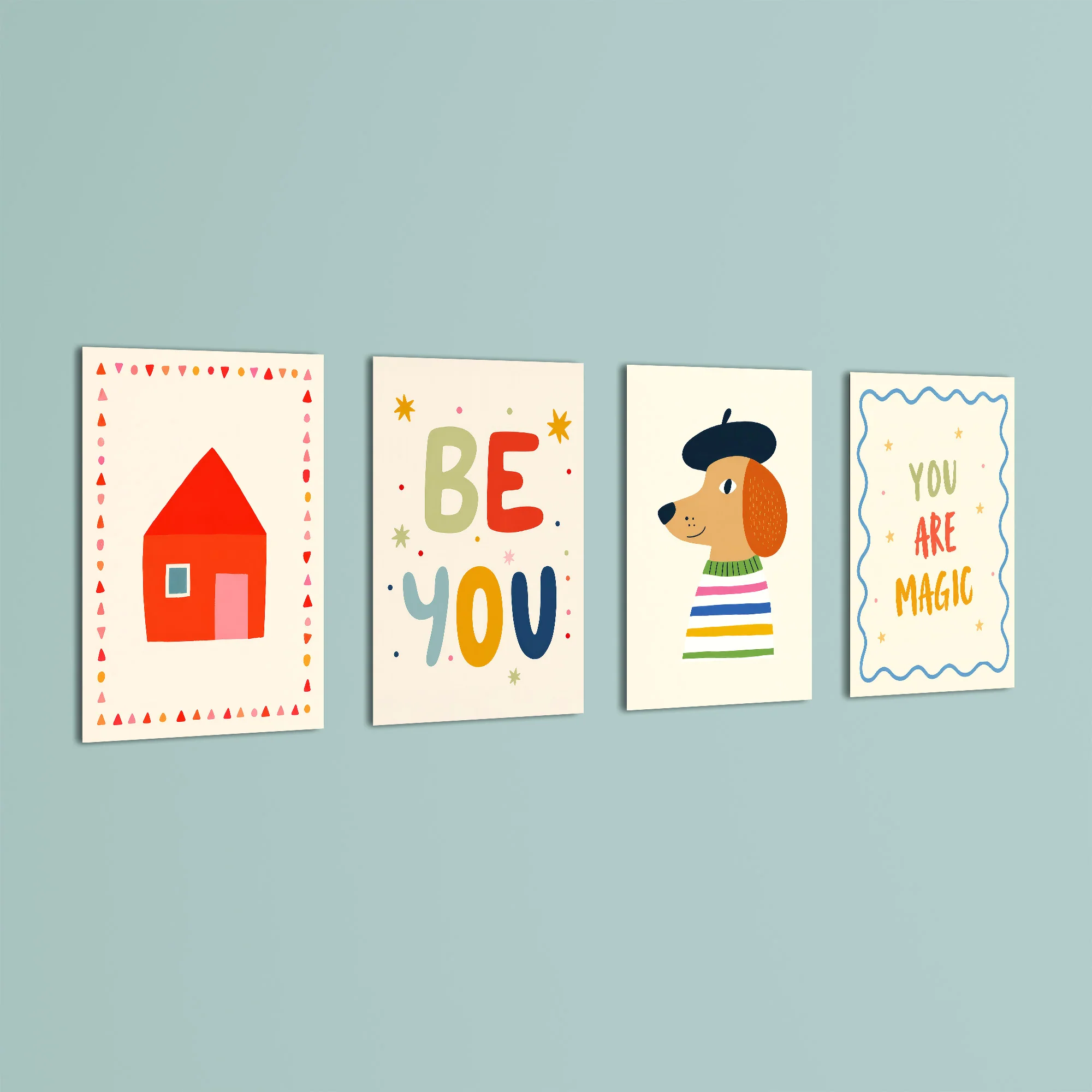 Be You Whimsical House 4 Pieces Kids Metal Wall Art