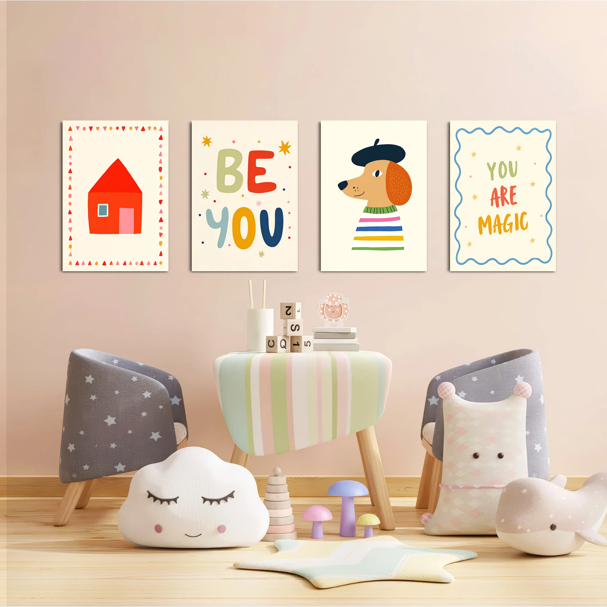 Be You Whimsical House 4 Pieces Kids Metal Wall Art - Image 6