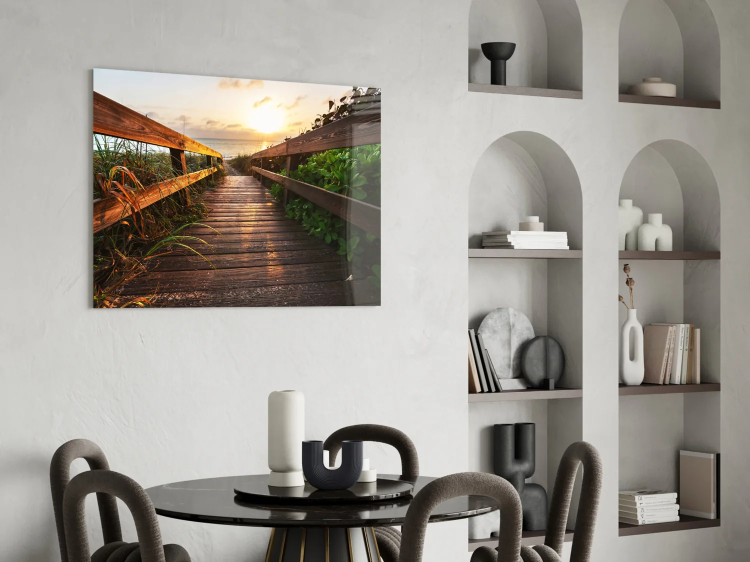 Beach Boardwalk Path Sunset Glass Wall Art - Image 5