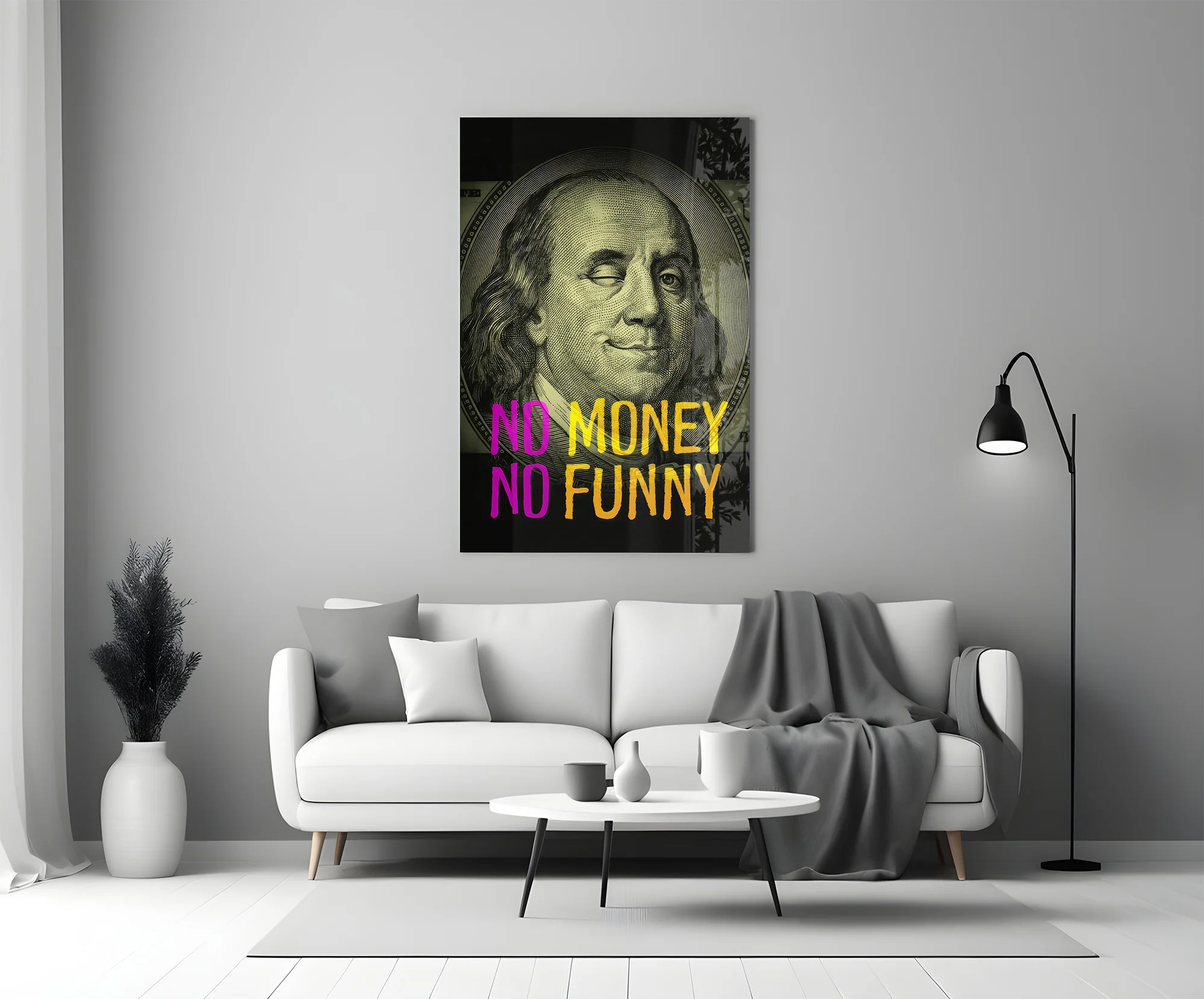 Benjamin Franklin Money Humor Glass Wall Art - Image 6