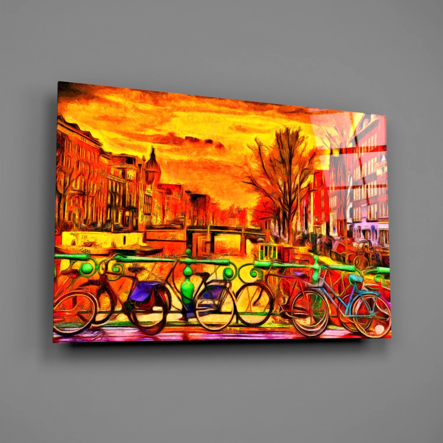 Bicycle and City Glass Wall Art - Image 2
