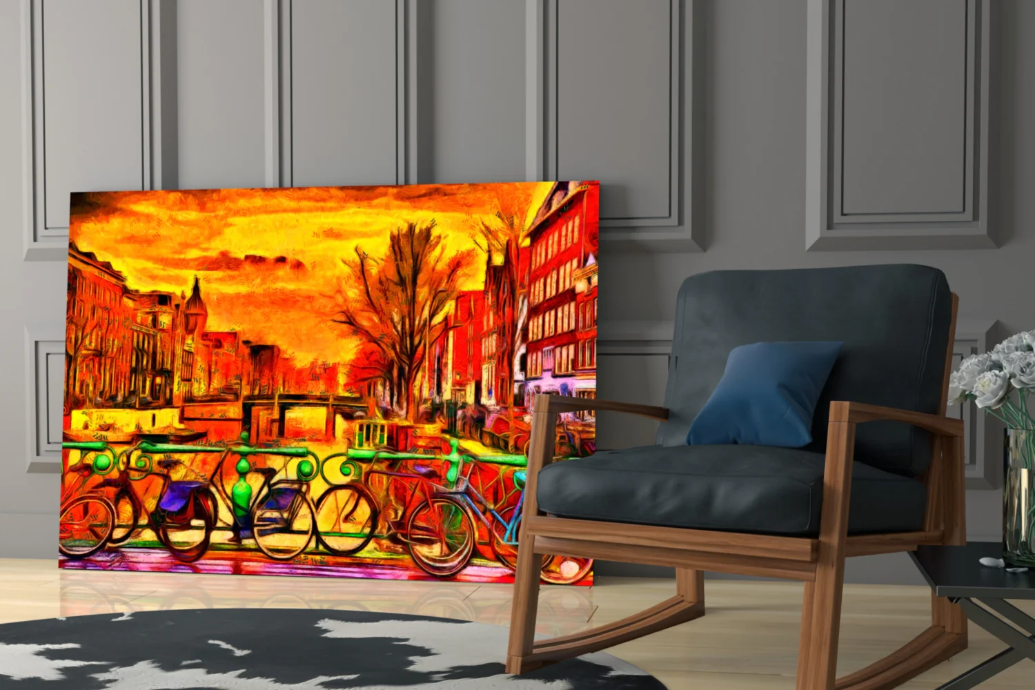 Bicycle and City Glass Wall Art - Image 6