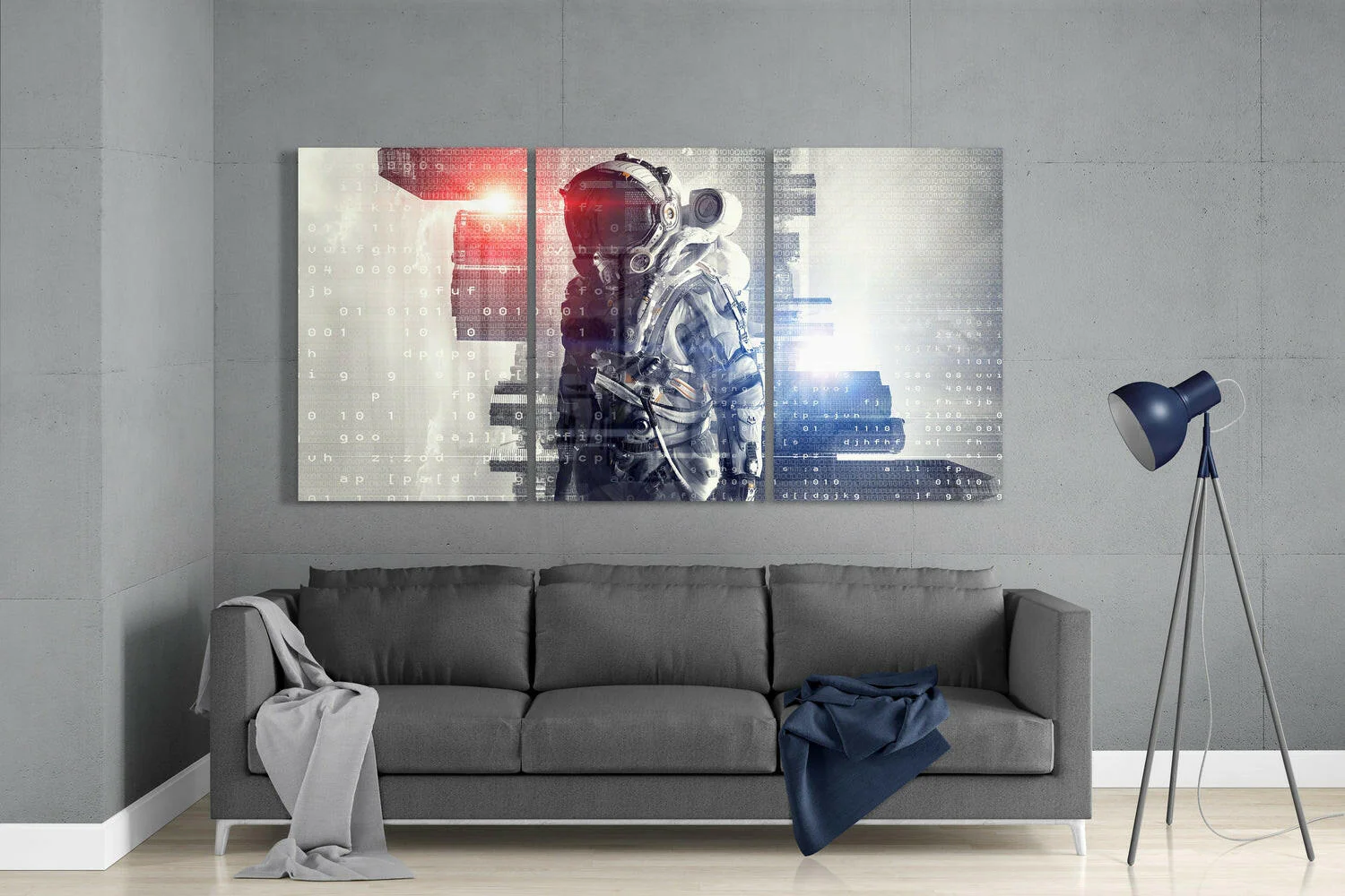Binary Code Astronaut Glass Wall Art - Image 3