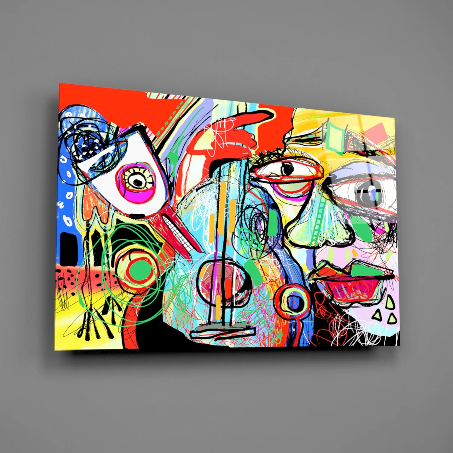 Bird, Violin and Man Glass Wall Art - Image 2