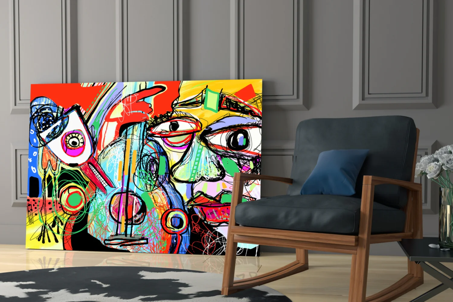Bird, Violin and Man Glass Wall Art - Image 6