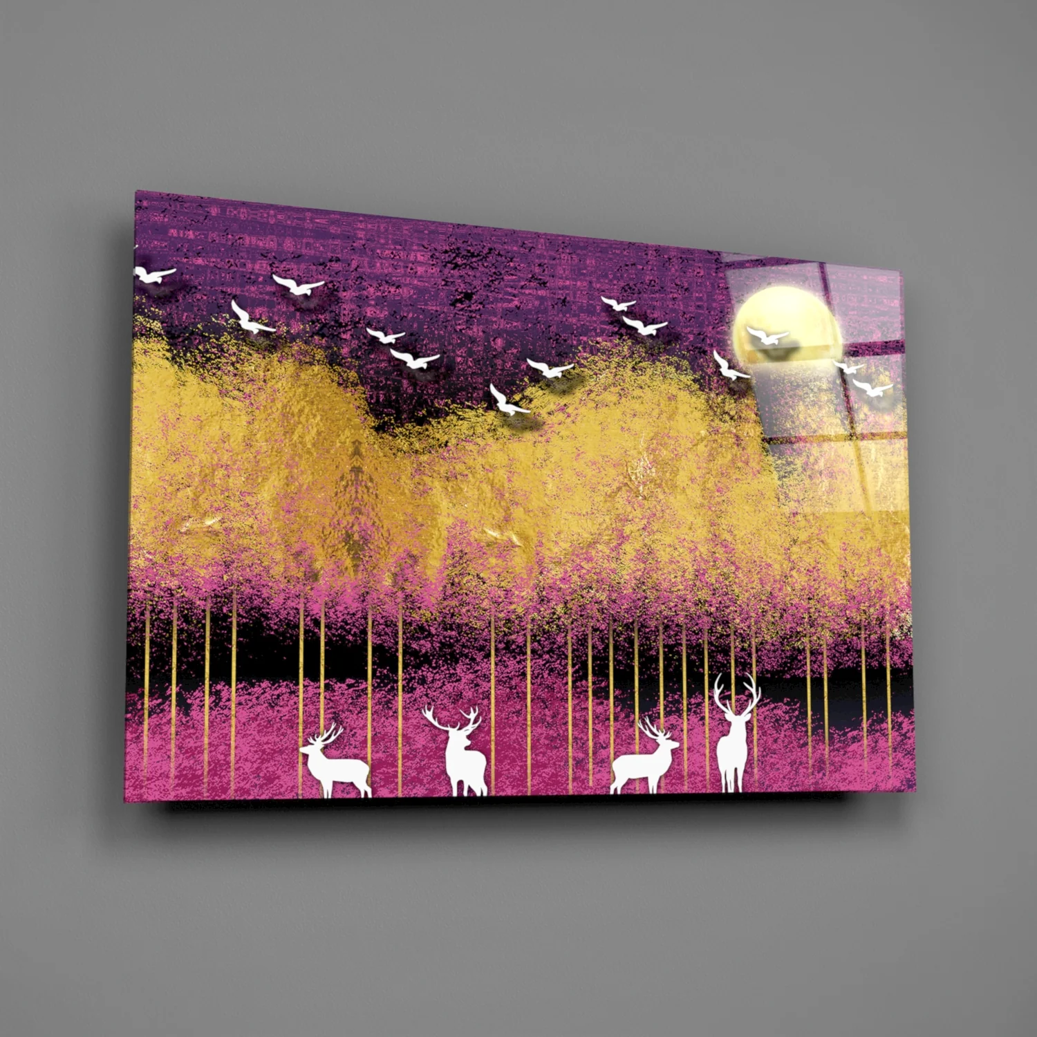 Birds and Deers Glass Wall Art - Image 2