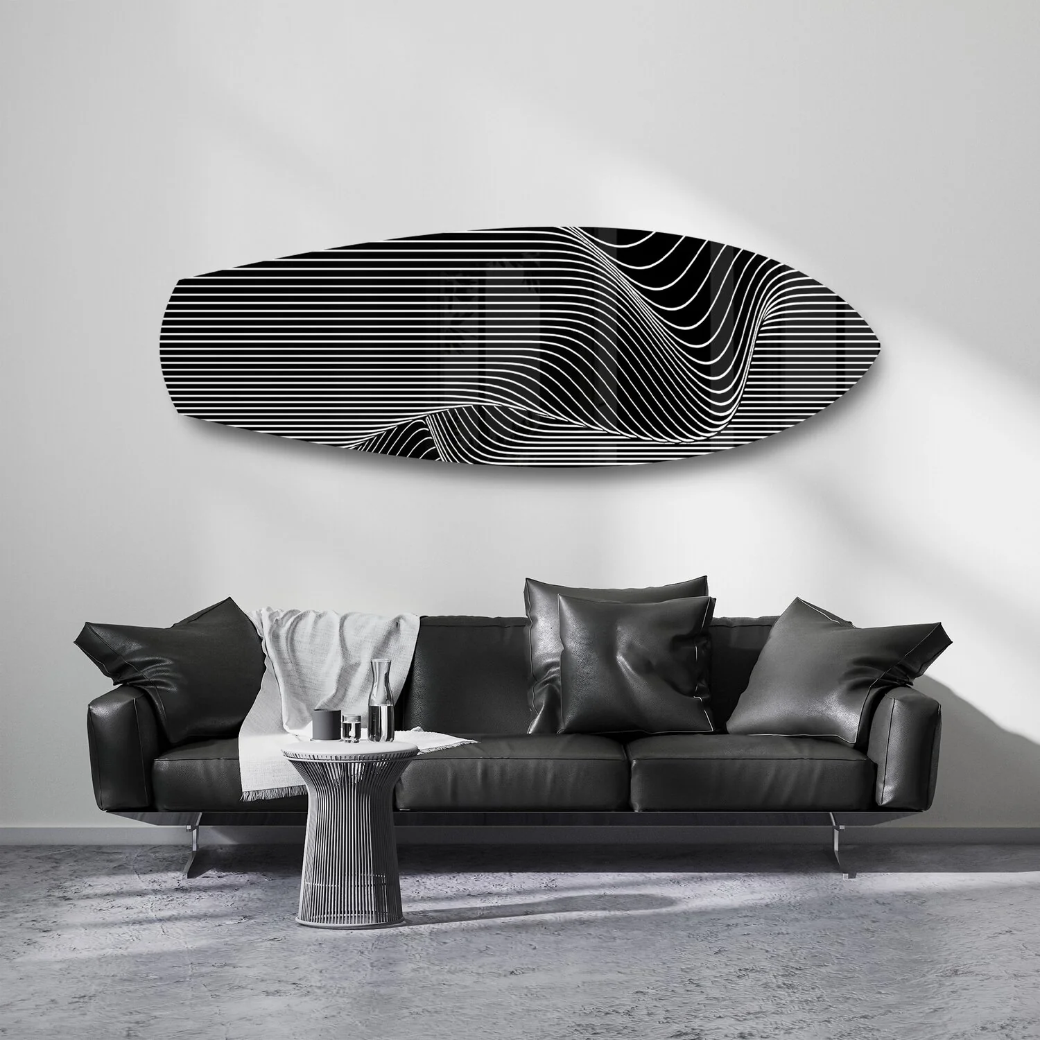 Black and White Op Art Stripes Glass Wall Art - Image 7